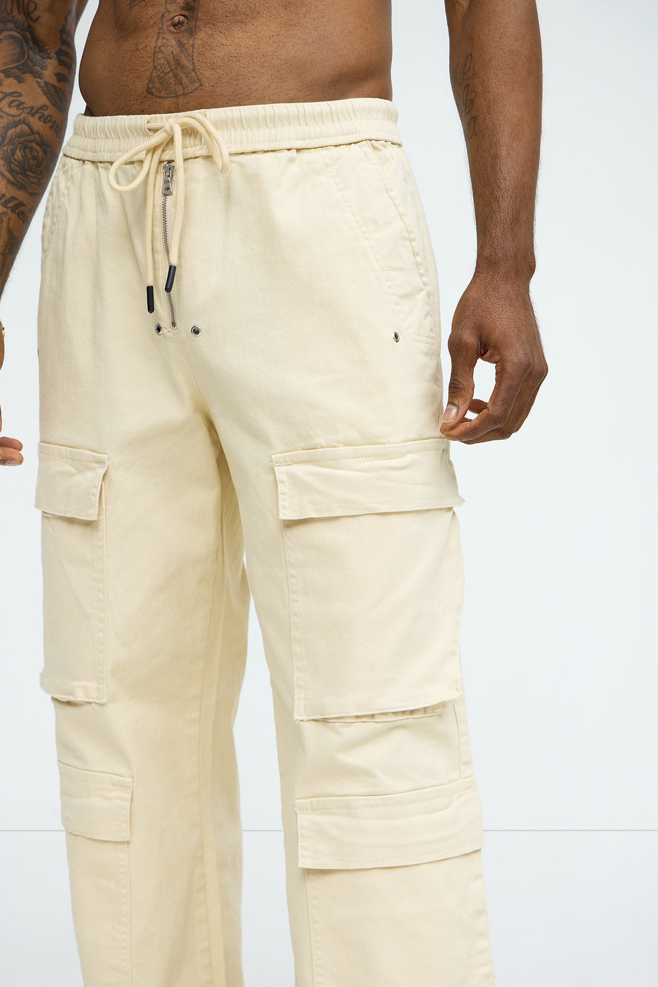 Exposed Zip Tech Cargo Pants - Khaki - Image 4