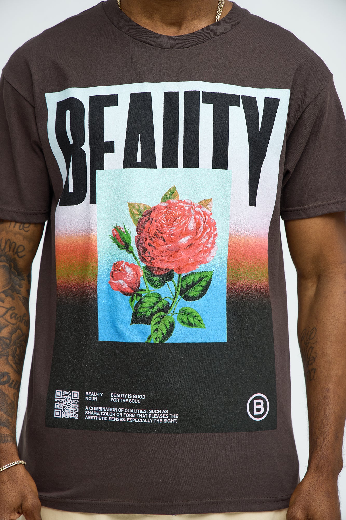 Beauty Gradient Short Sleeve Tee - Brown - Image 3