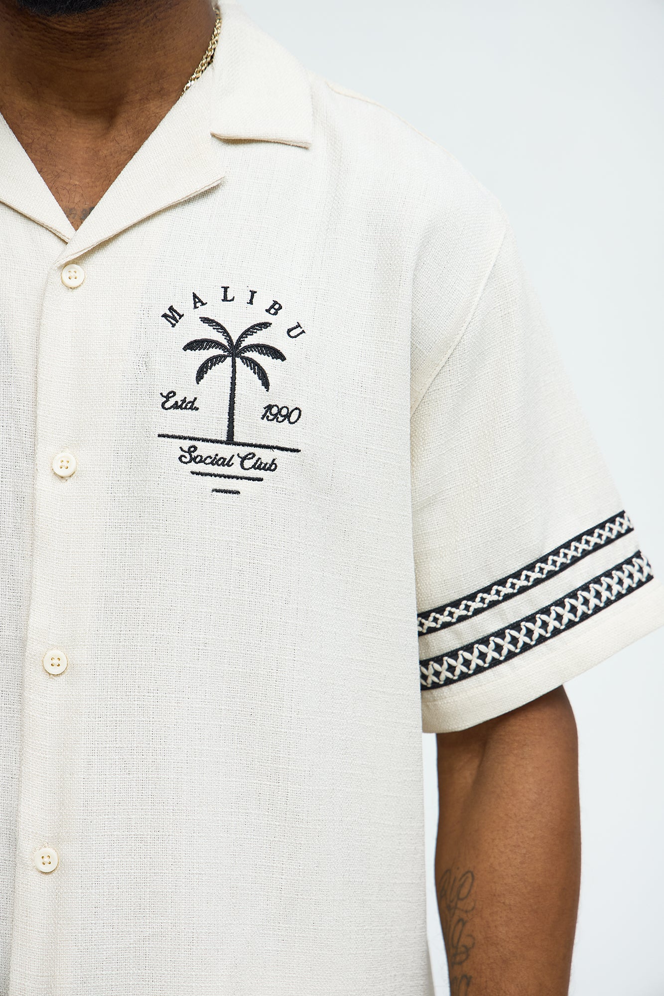 Zephyr Short Sleeve Graphic Button Down - Off White - Image 3