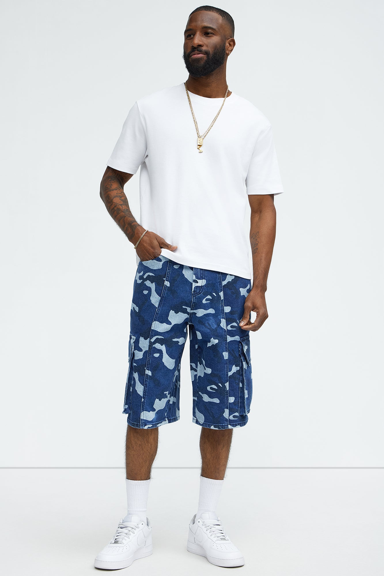 Cargo Camo Baggy Denim Shorts - Camouflage - Image 4
