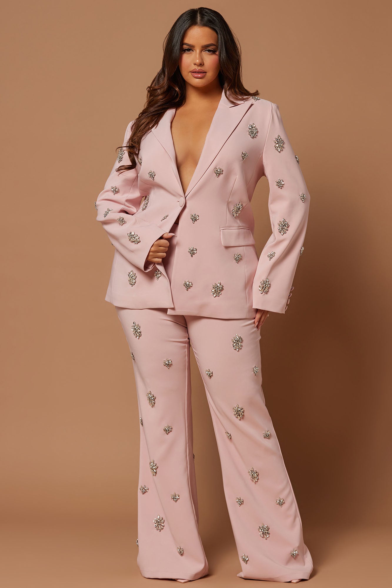 Verona Embellished Single Breasted Jacket - Rose - Image 6