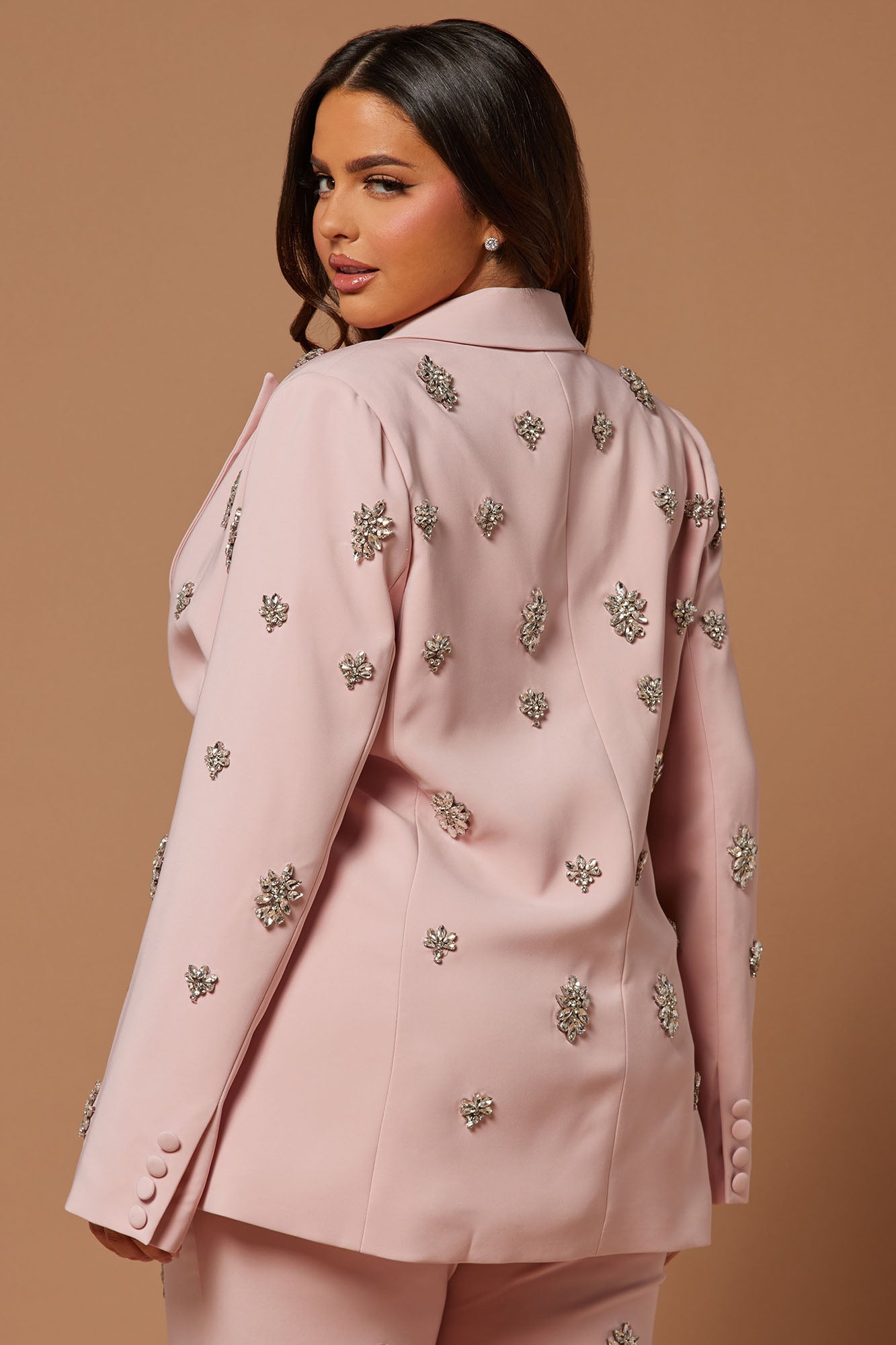 Verona Embellished Single Breasted Jacket - Rose - Image 8