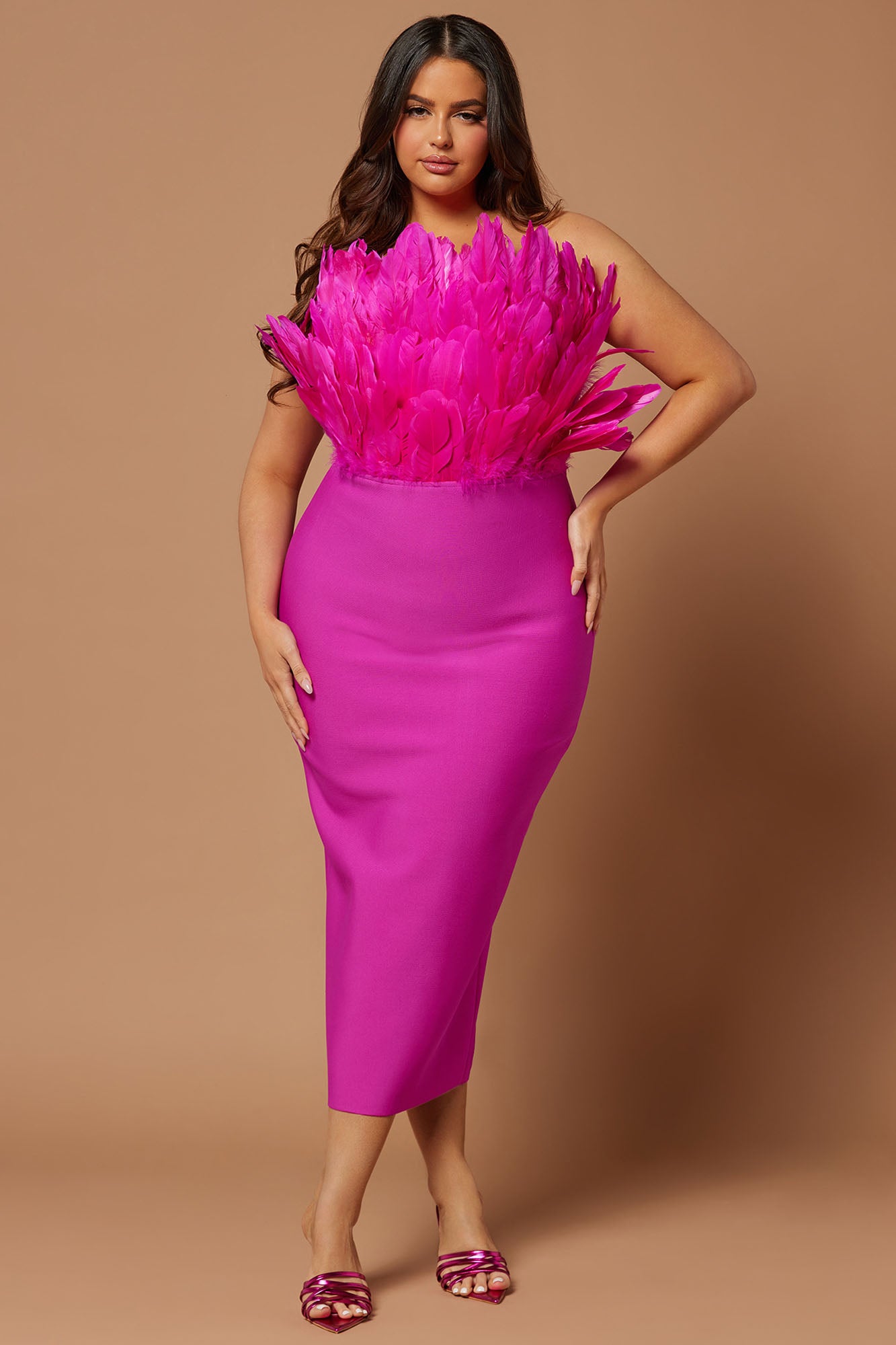 Marianna Bandage Midi Dress - Magenta - Image 5