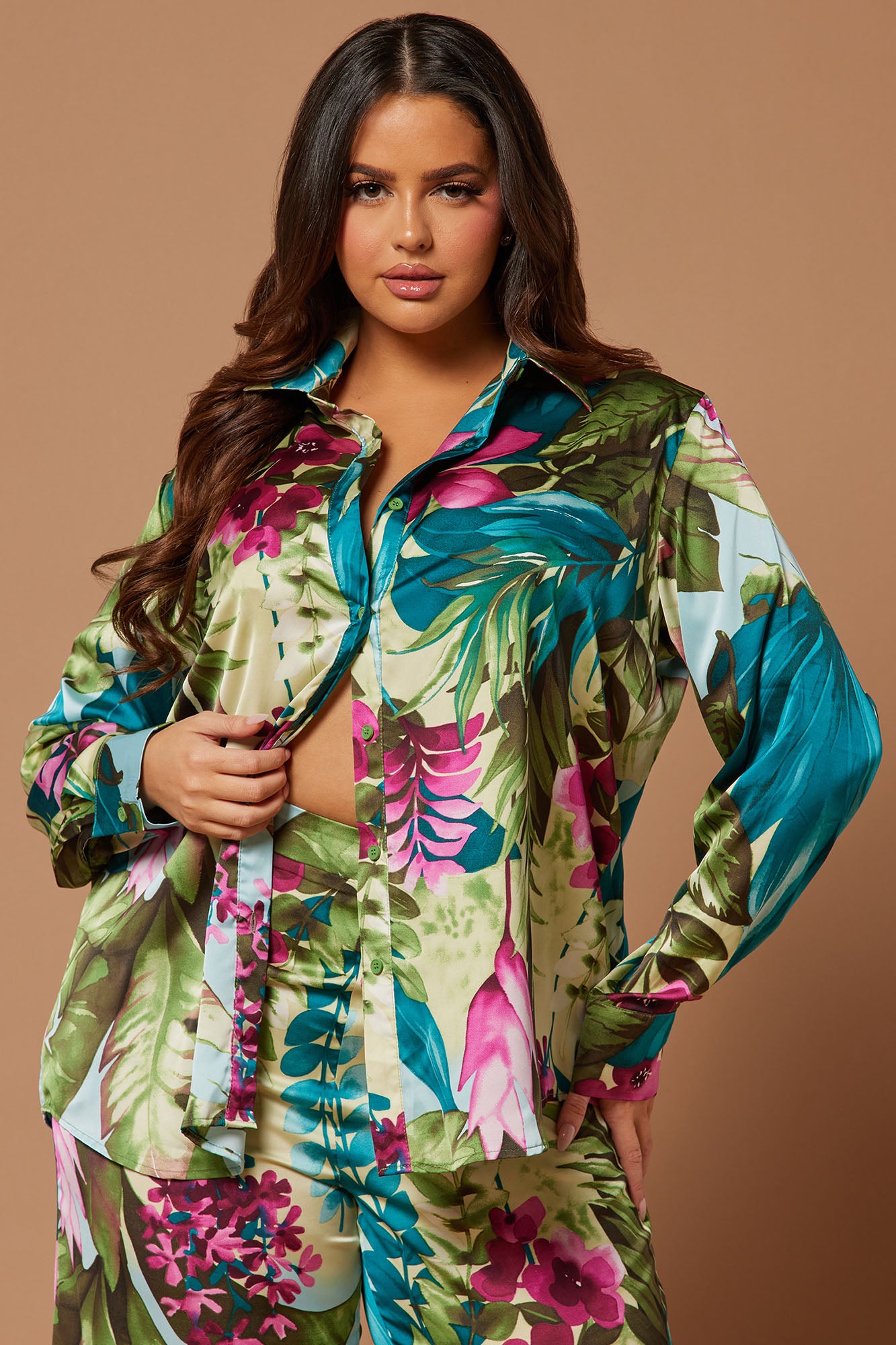 Kyoto Satin Pant Set - Green/combo - Image 6
