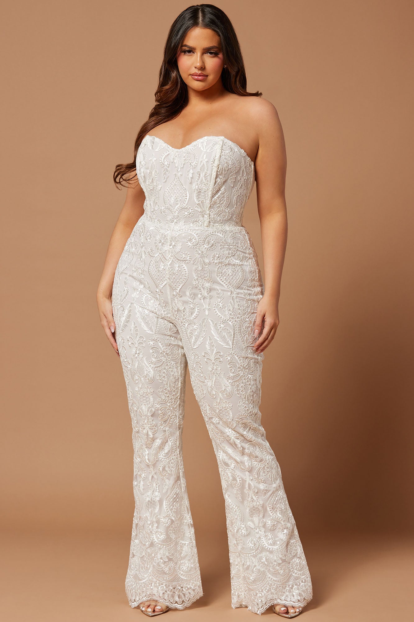 Esther Sequin Embroidered Jumpsuit - White - Image 5