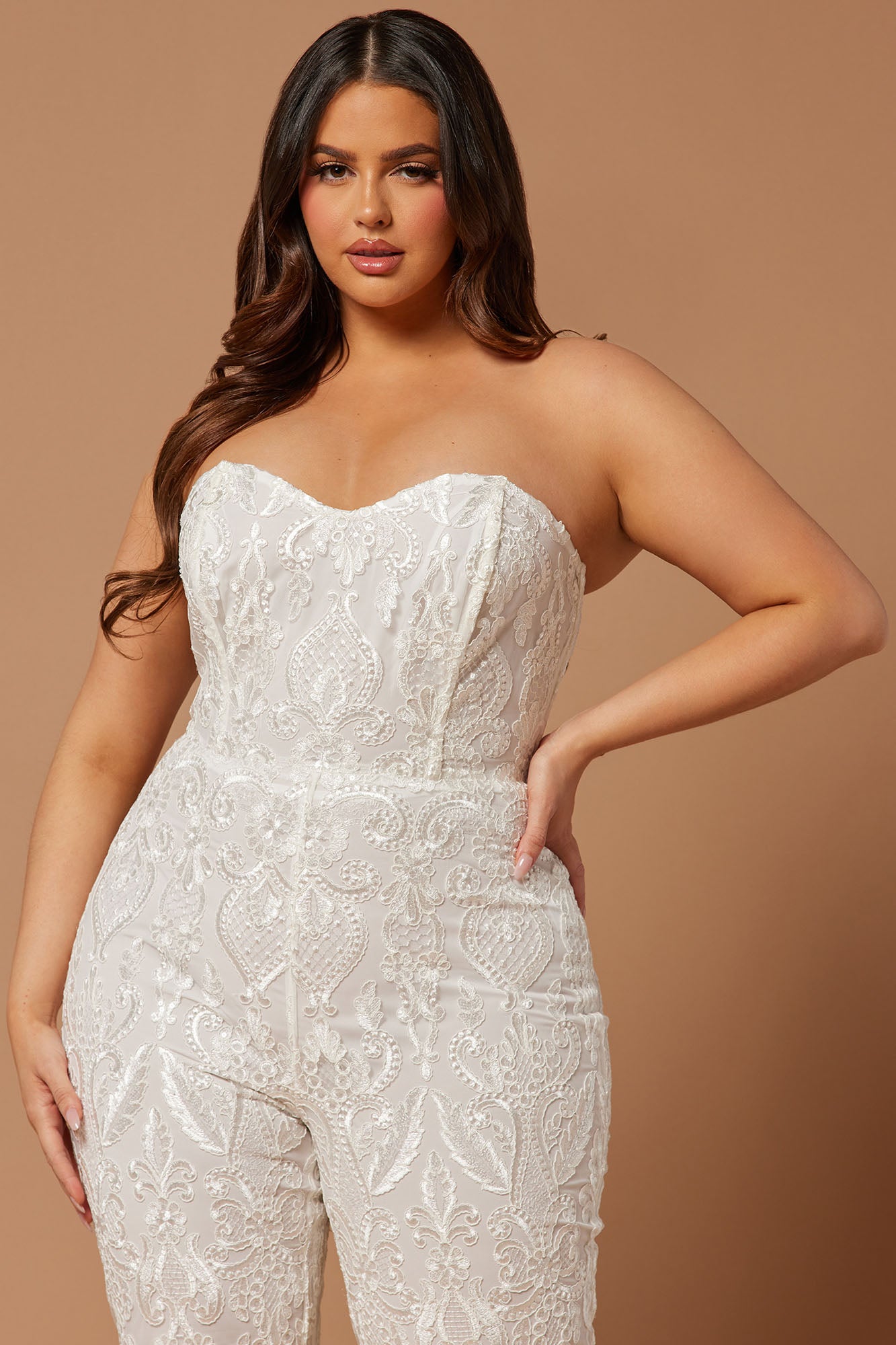 Esther Sequin Embroidered Jumpsuit - White - Image 6