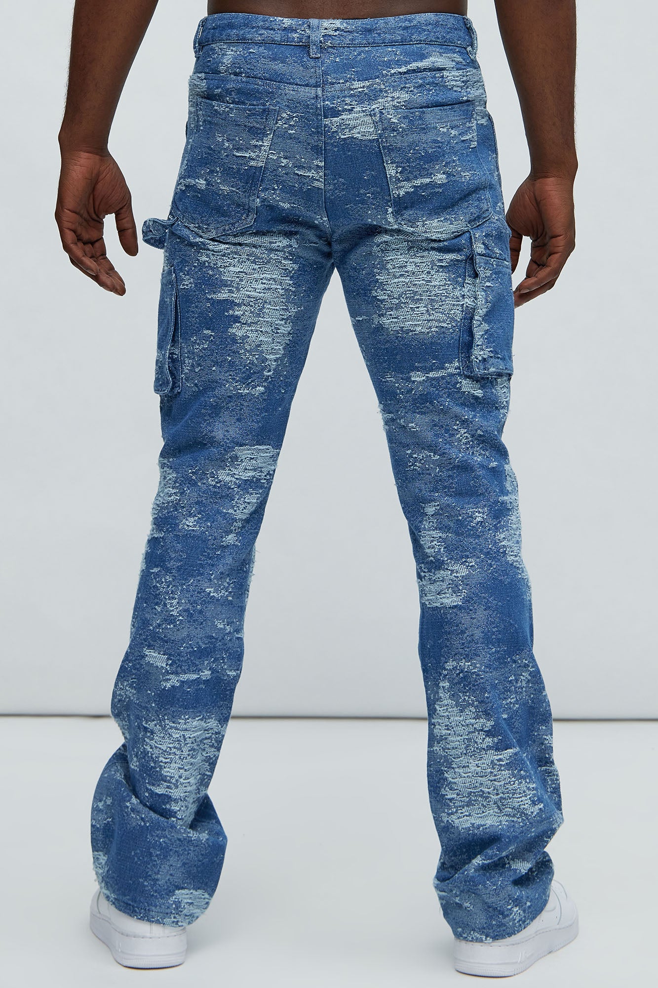 Cloud 9 Textured Slim Flare Carpenter Jeans - Light Blue - Image 4