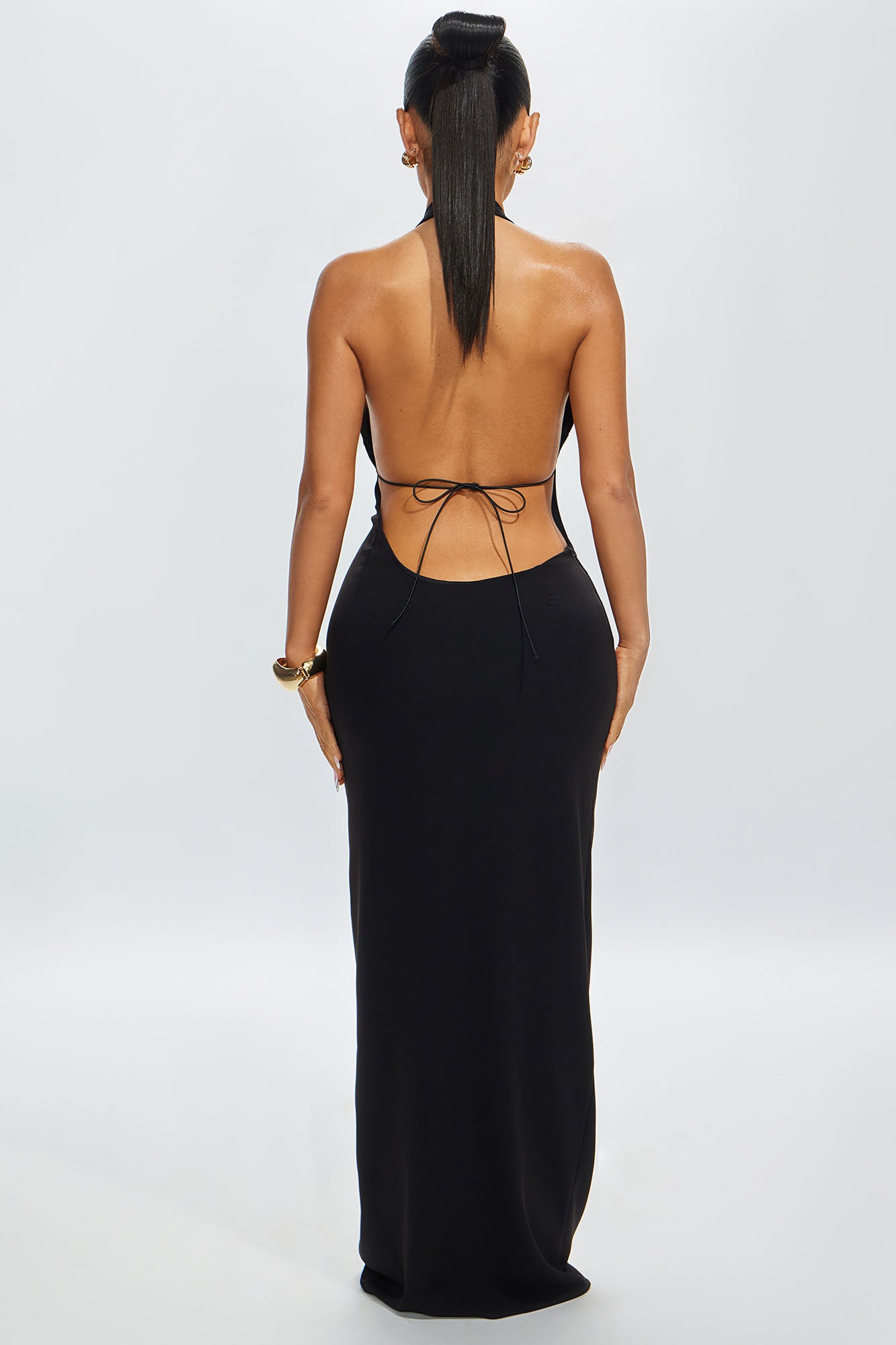 Isabella Plunge Maxi Dress - Black - Image 3
