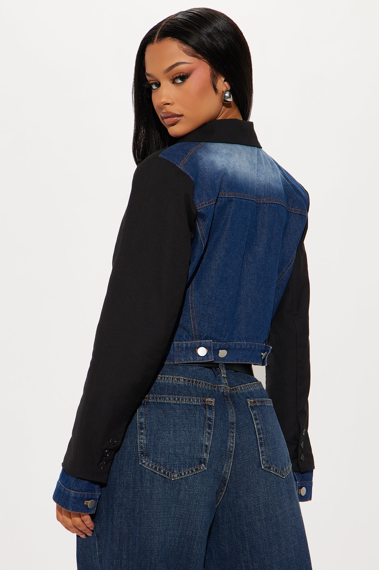 Jordan Mix Media Cropped Blazer - Black - Image 3