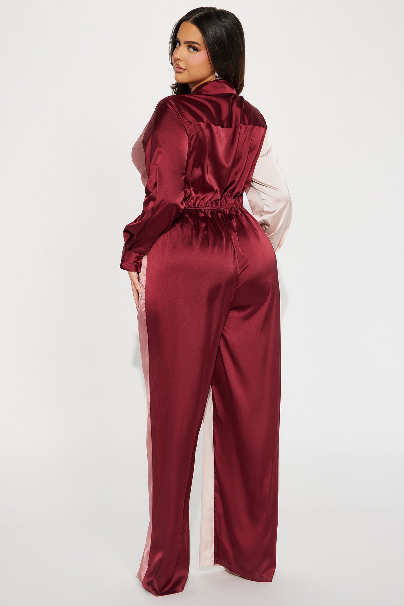 Beauty In A Bottle Satin Jumpsuit - Burgundy/combo - Image 6