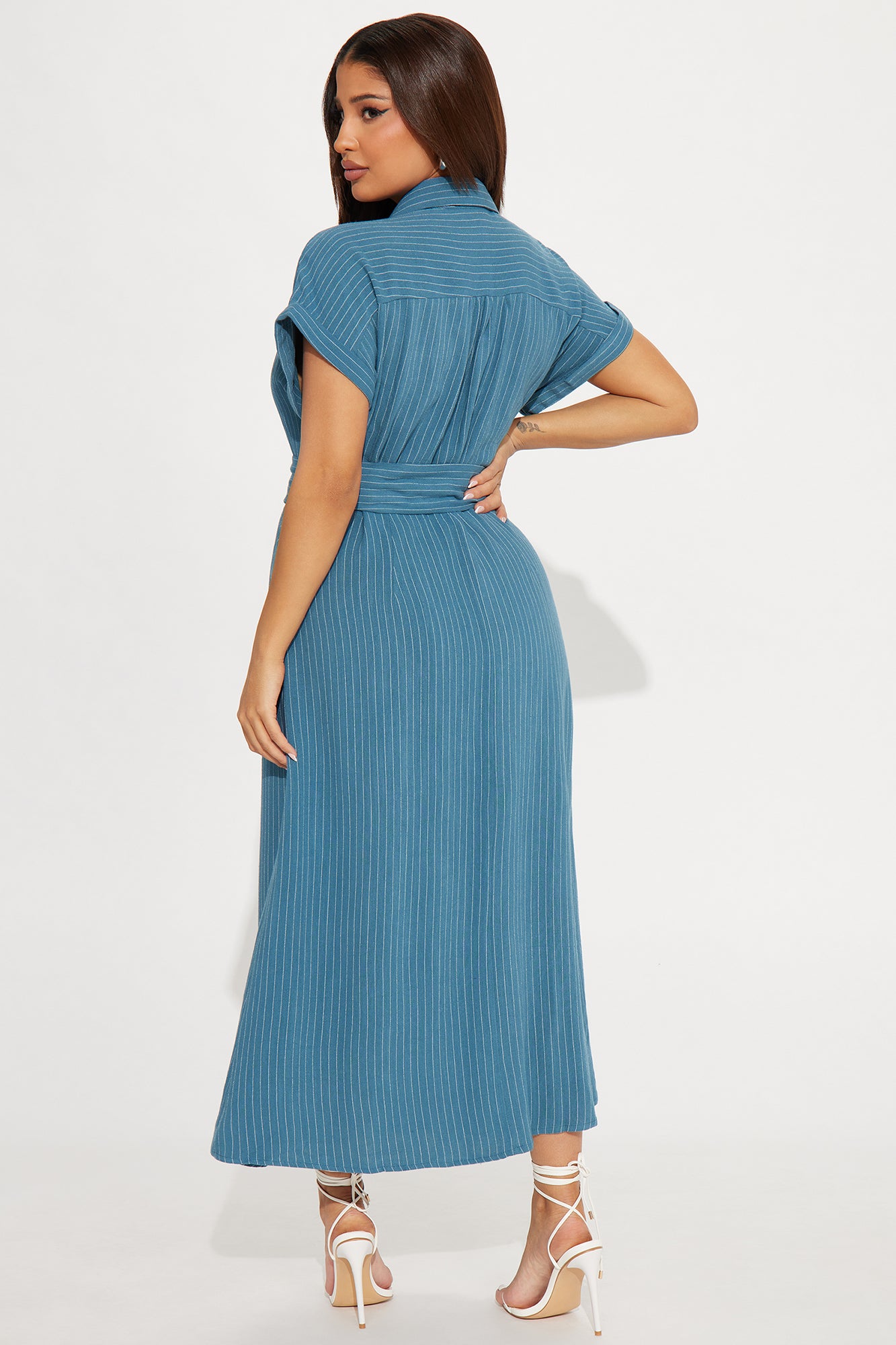 Eliza Button Up Maxi Dress - Blue - Image 3