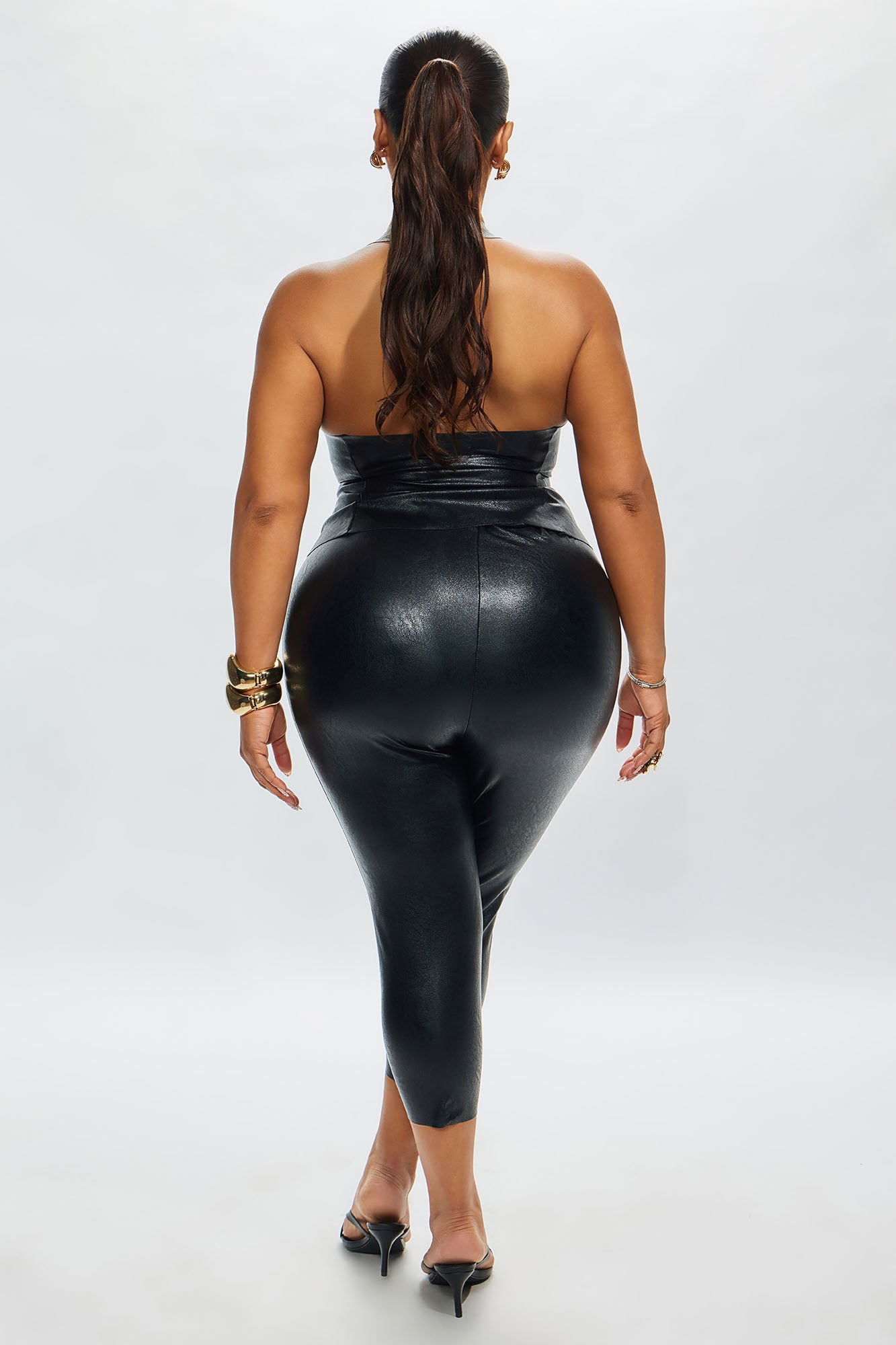 Kiss & Don't Tell Faux Leather Corset Top - Black - Image 15