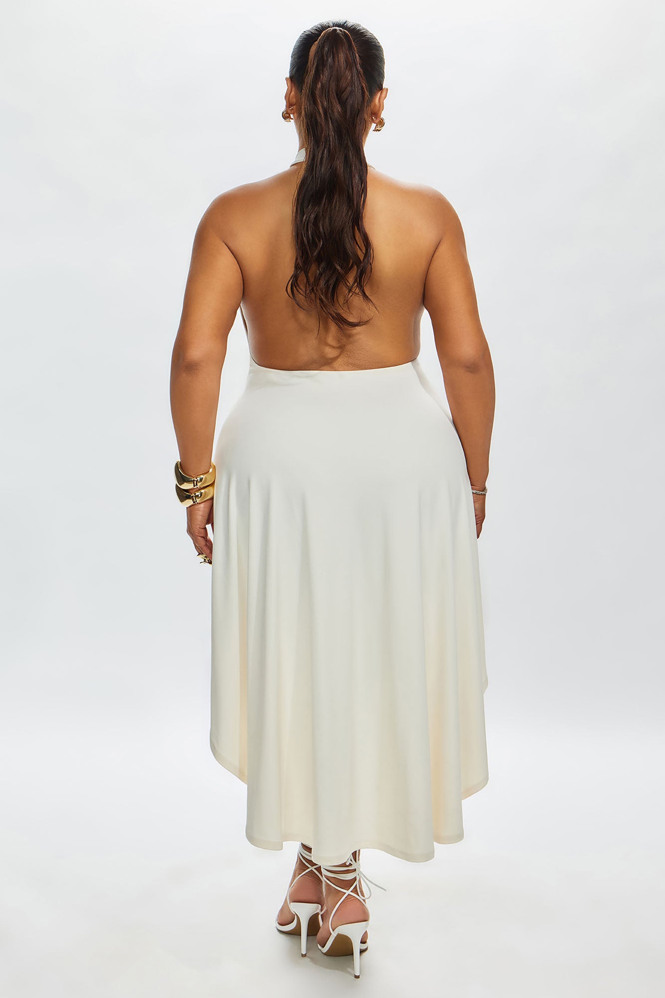 Harper High Low Mini Dress - Cream - Image 13