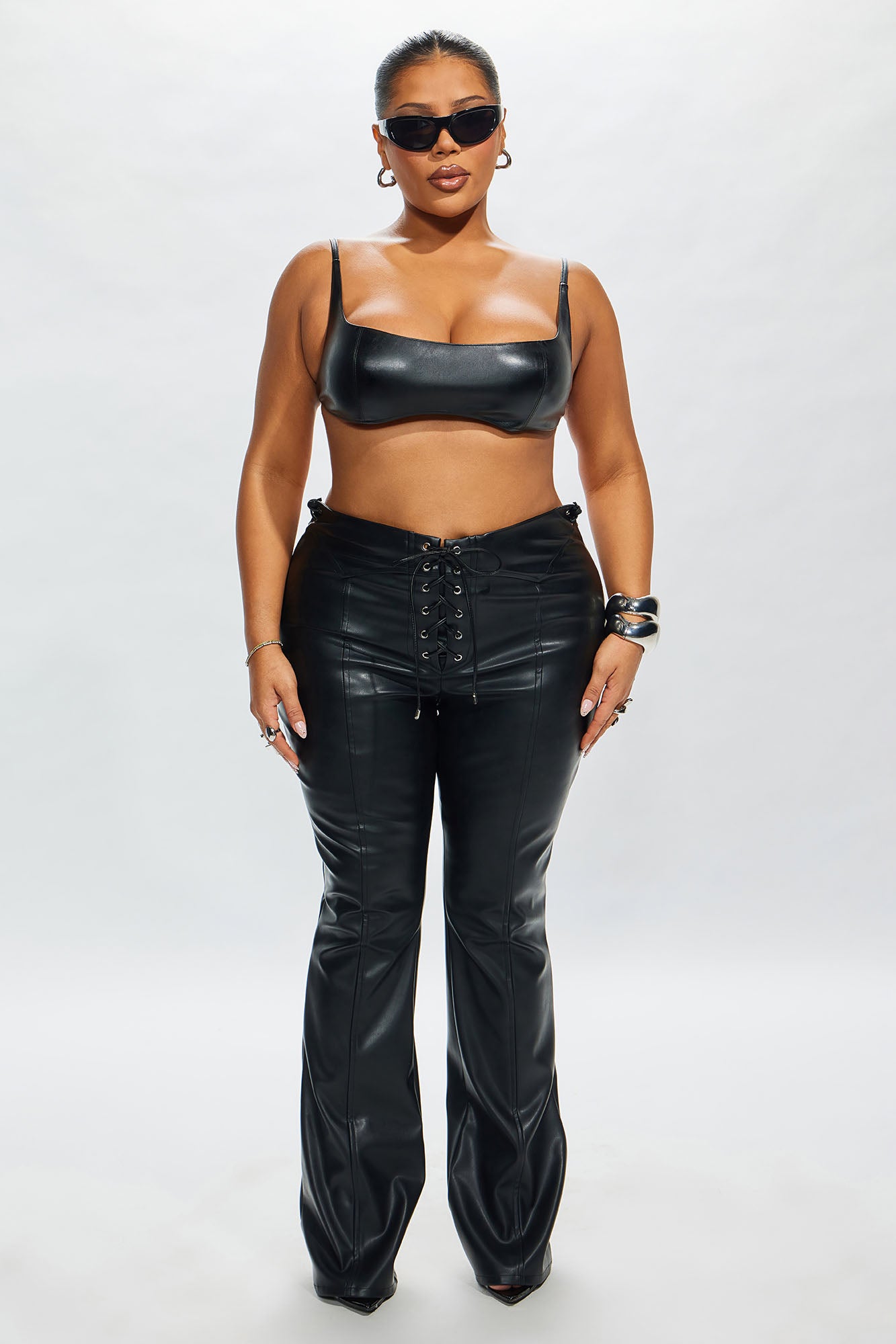 Vivienne Faux Leather Lace Up Pant - Black - Image 16