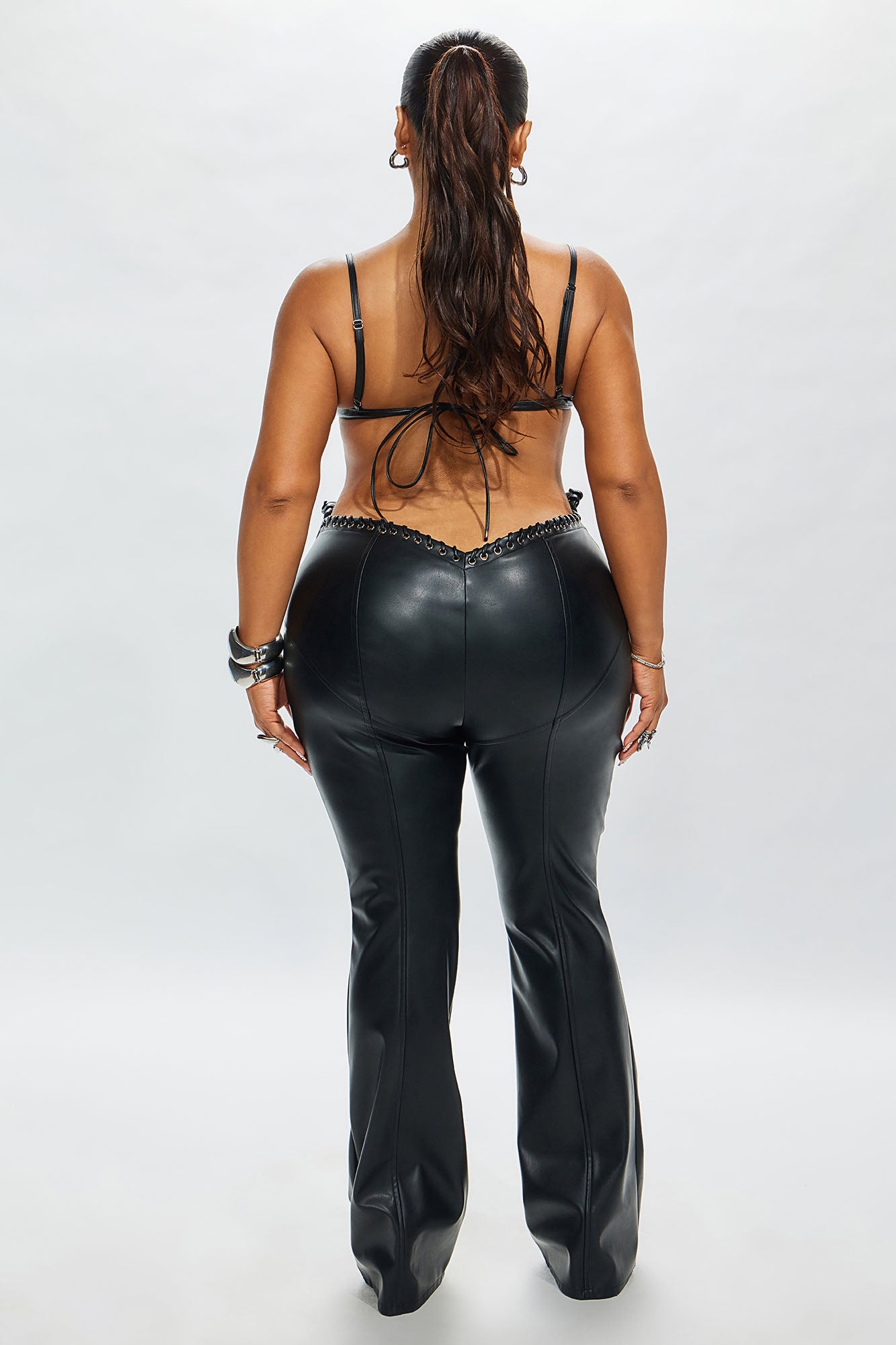Vivienne Faux Leather Lace Up Pant - Black - Image 20