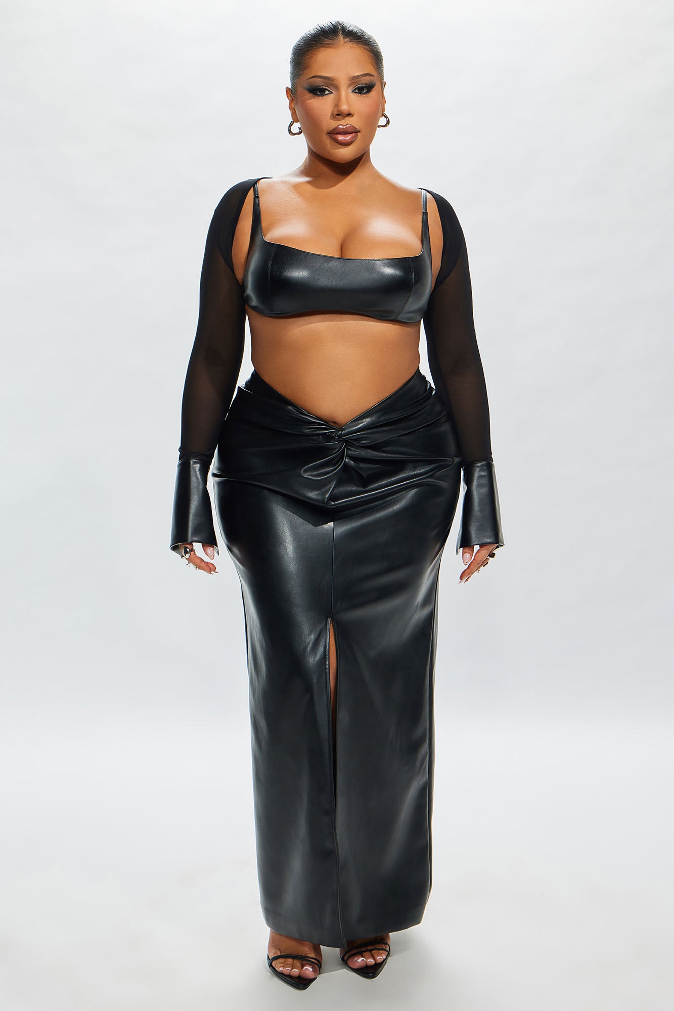 Estelle Faux Leather Maxi Skirt - Black - Image 10