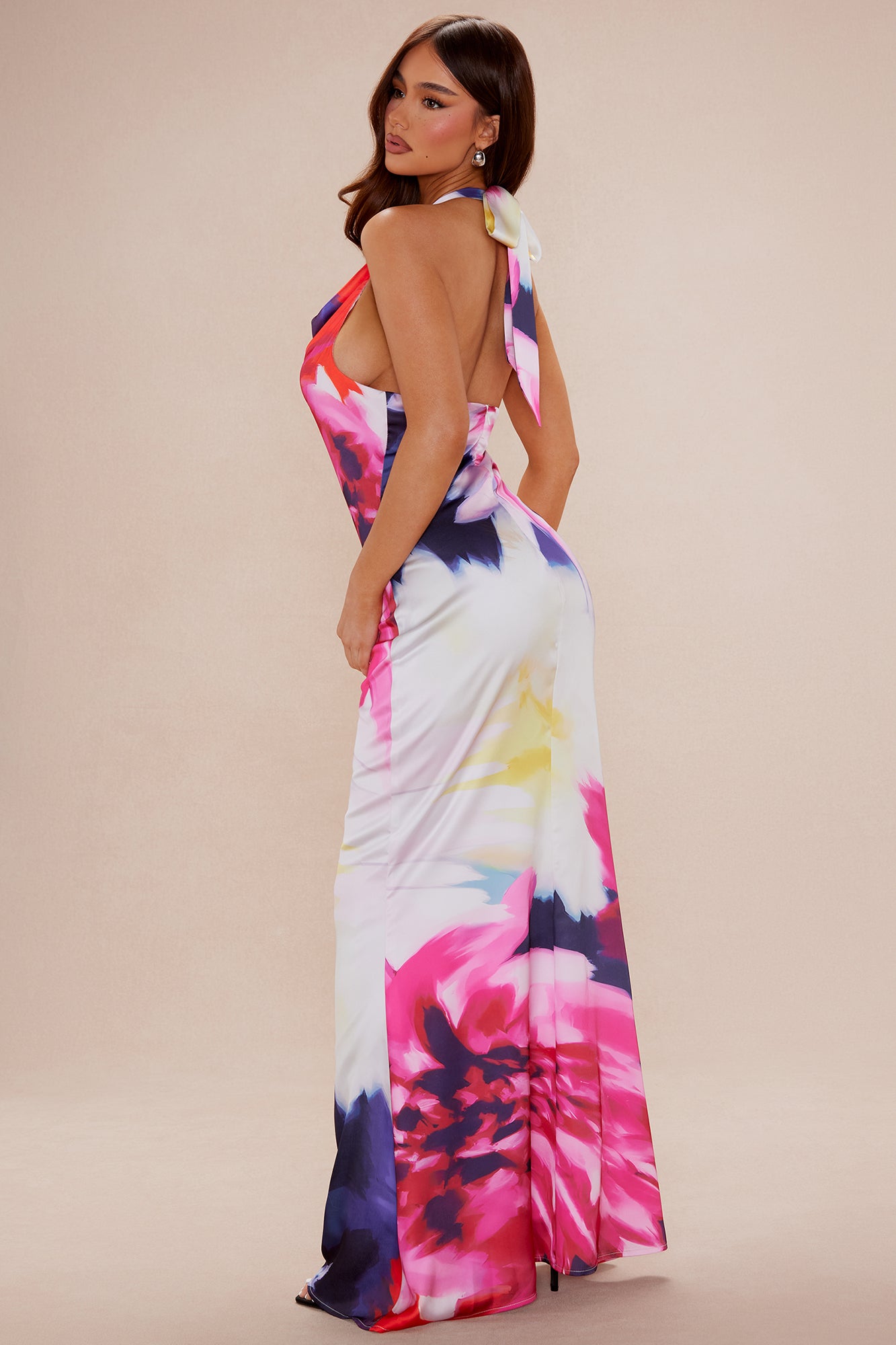 Valentina Satin Maxi Dress - Multi Color - Image 4