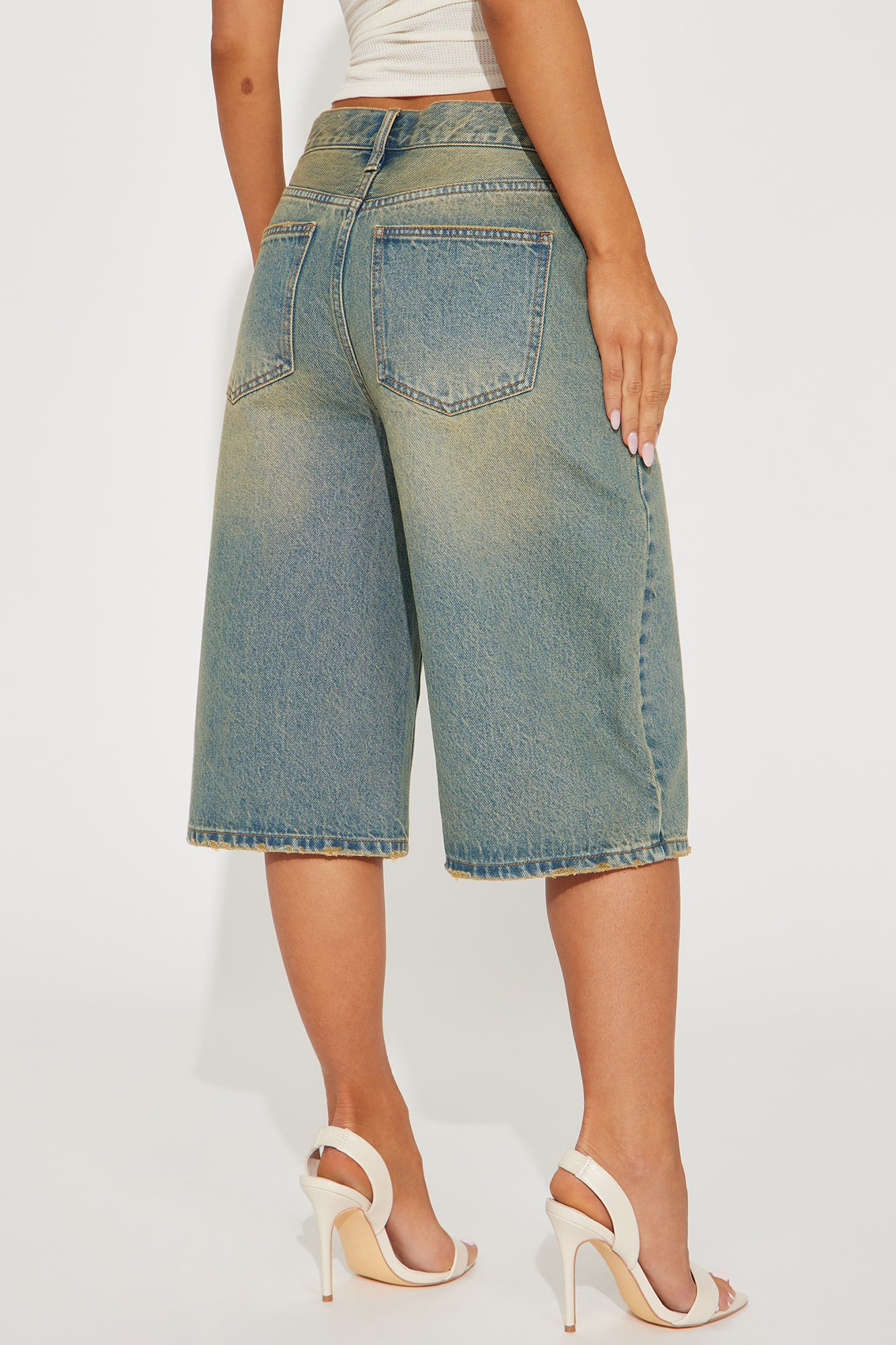 Take Whats Mine Crossover Denim Jorts - Vintage Wash - Image 3