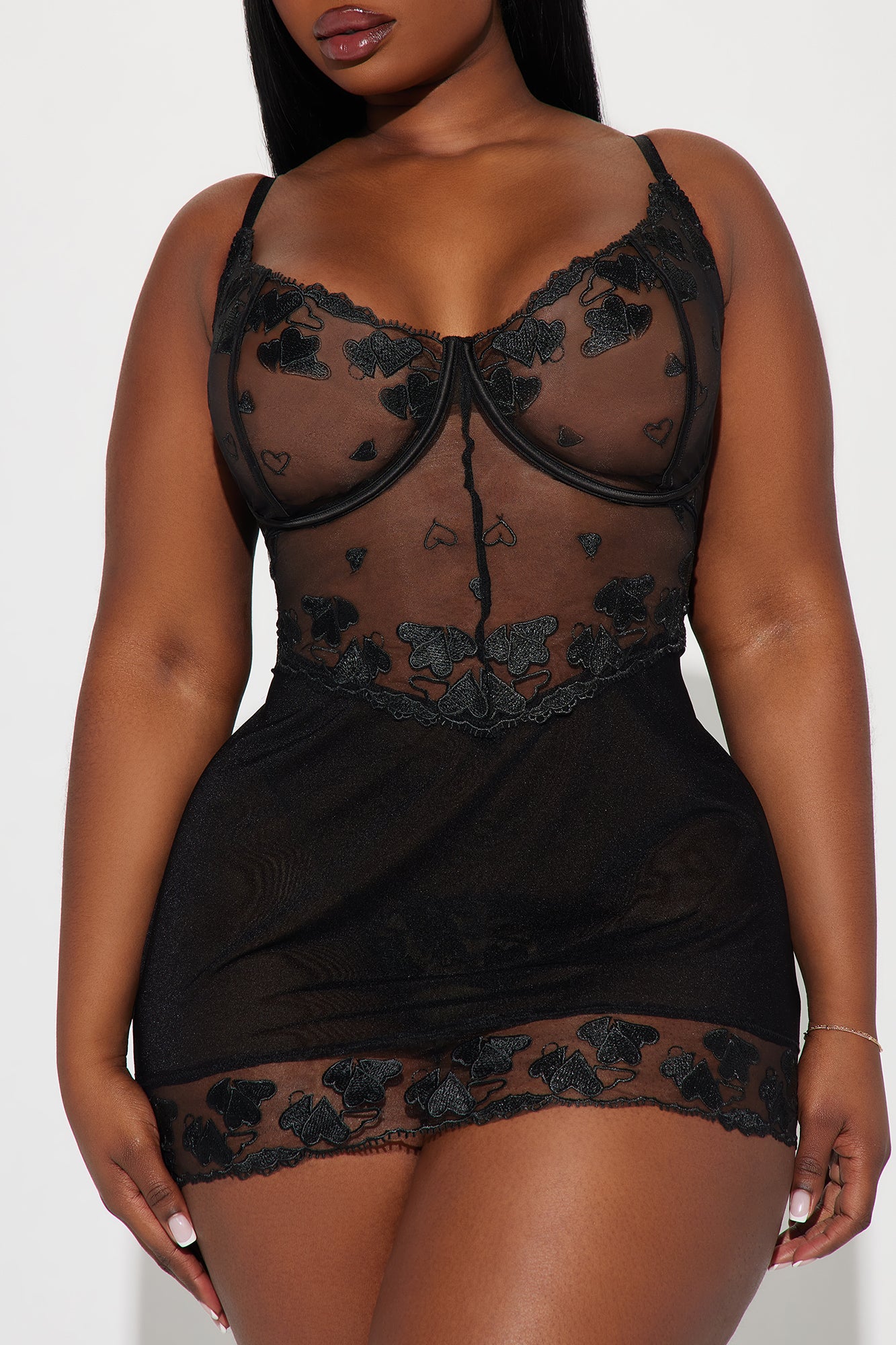 Heart Flutters Babydoll Set - Black - Image 5