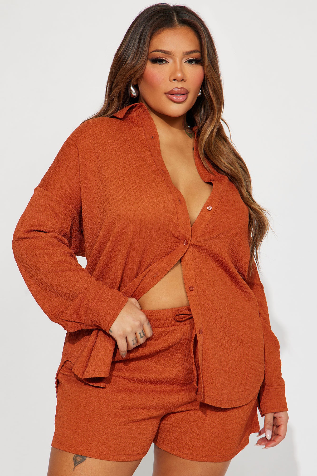 Bethany Textured Short Set - Rust - Image 6