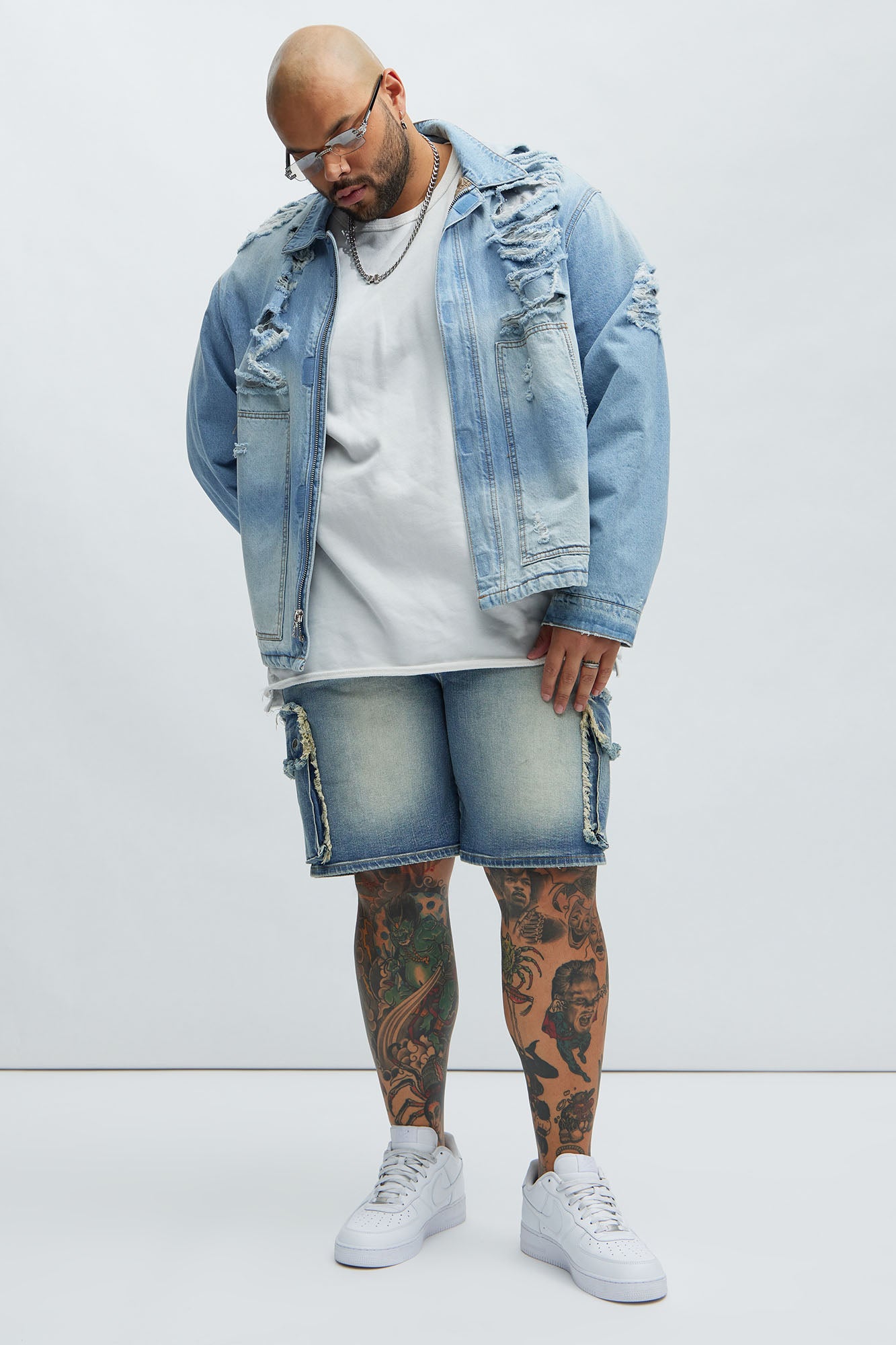 Rush Home Denim Cargo Shorts - Light Blue Wash - Image 7