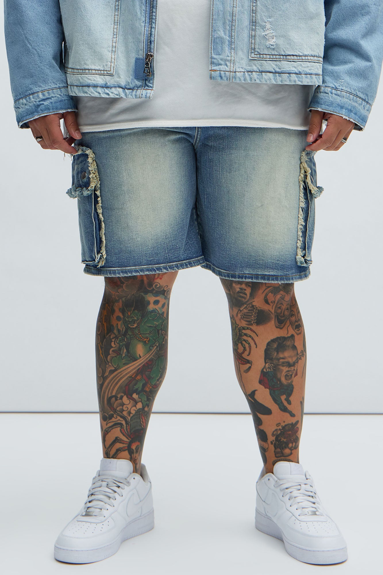 Rush Home Denim Cargo Shorts - Light Blue Wash - Image 6