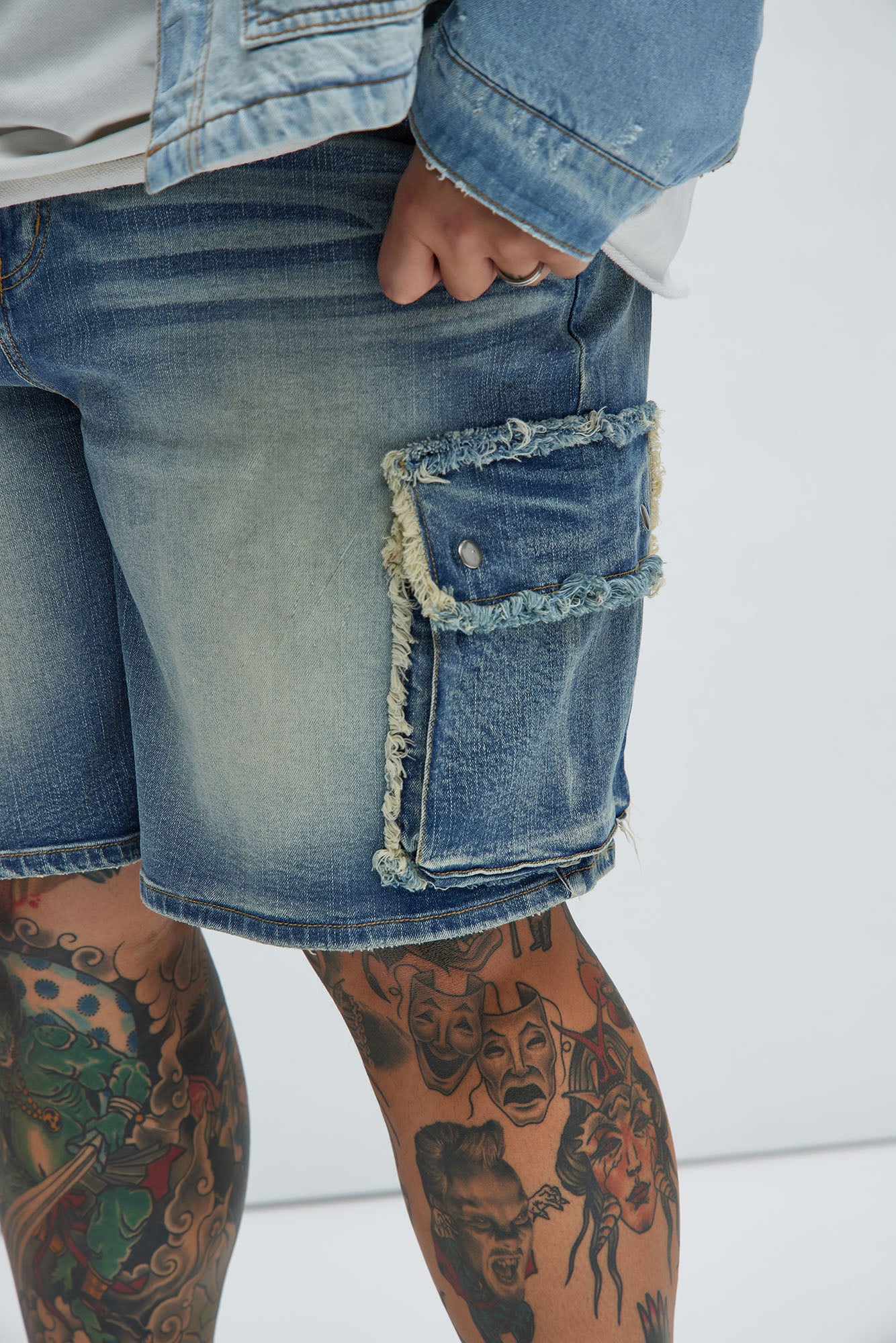 Rush Home Denim Cargo Shorts - Light Blue Wash - Image 8