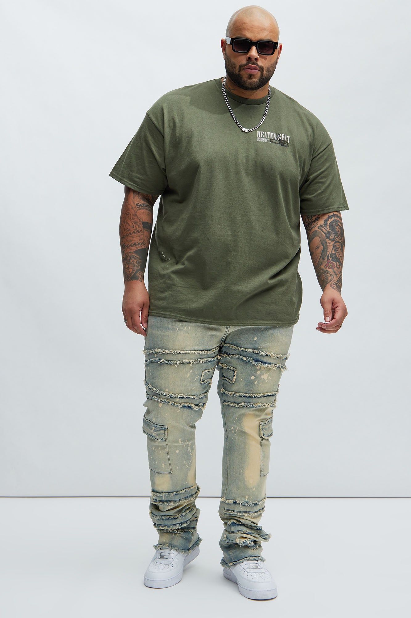 With Some Fray Skinny Flare Cargo Jeans - Light Blue Wash - Image 6