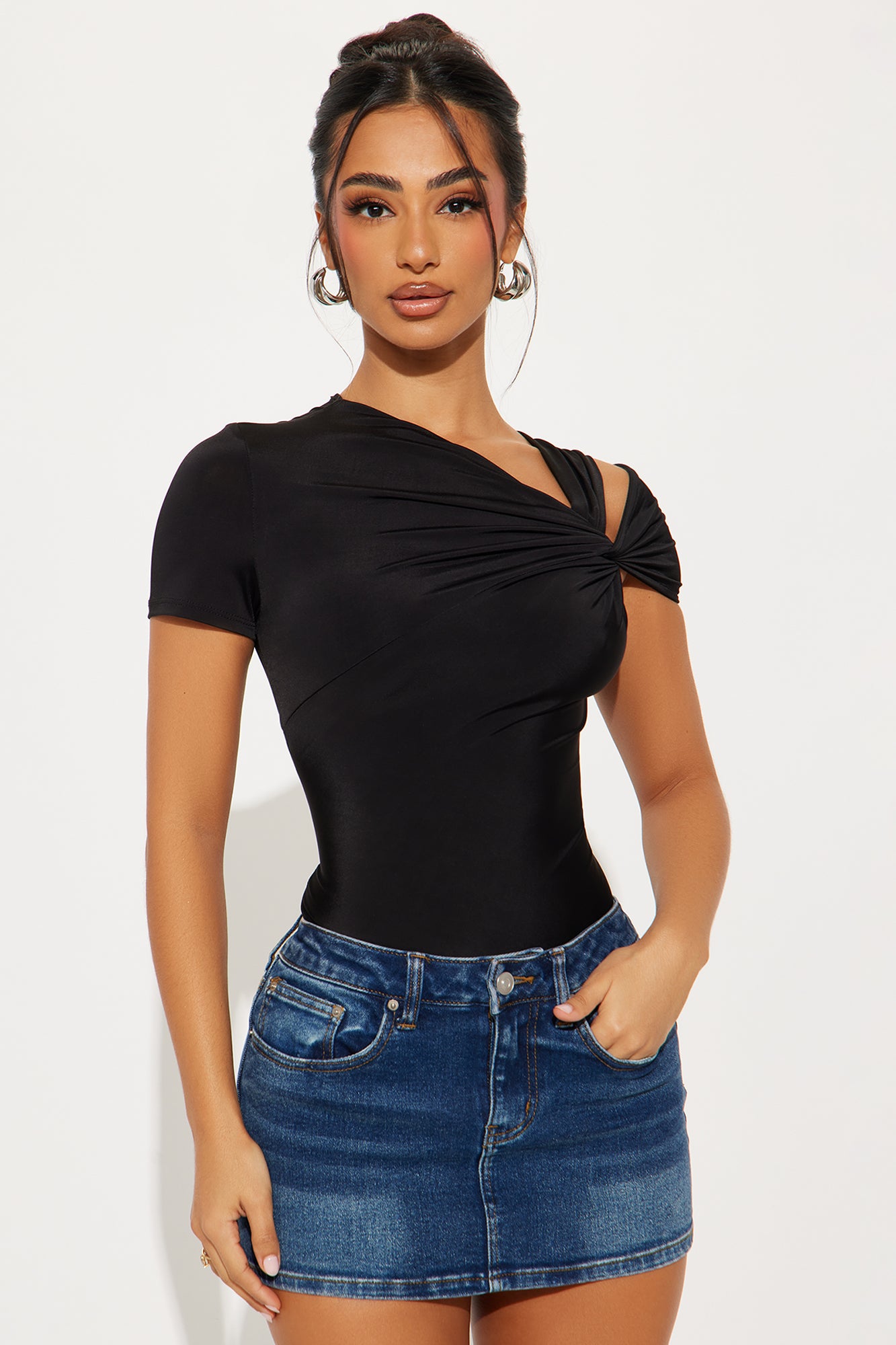 Twist It Up Cut Out Bodysuit  - Black - Image 3