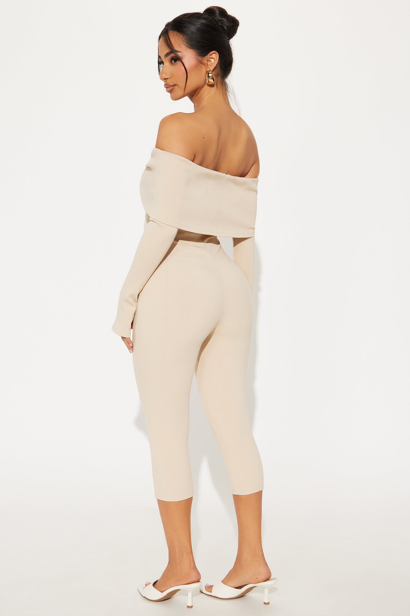 Nadia Snatched Capri Jumpsuit - Cream - Image 4