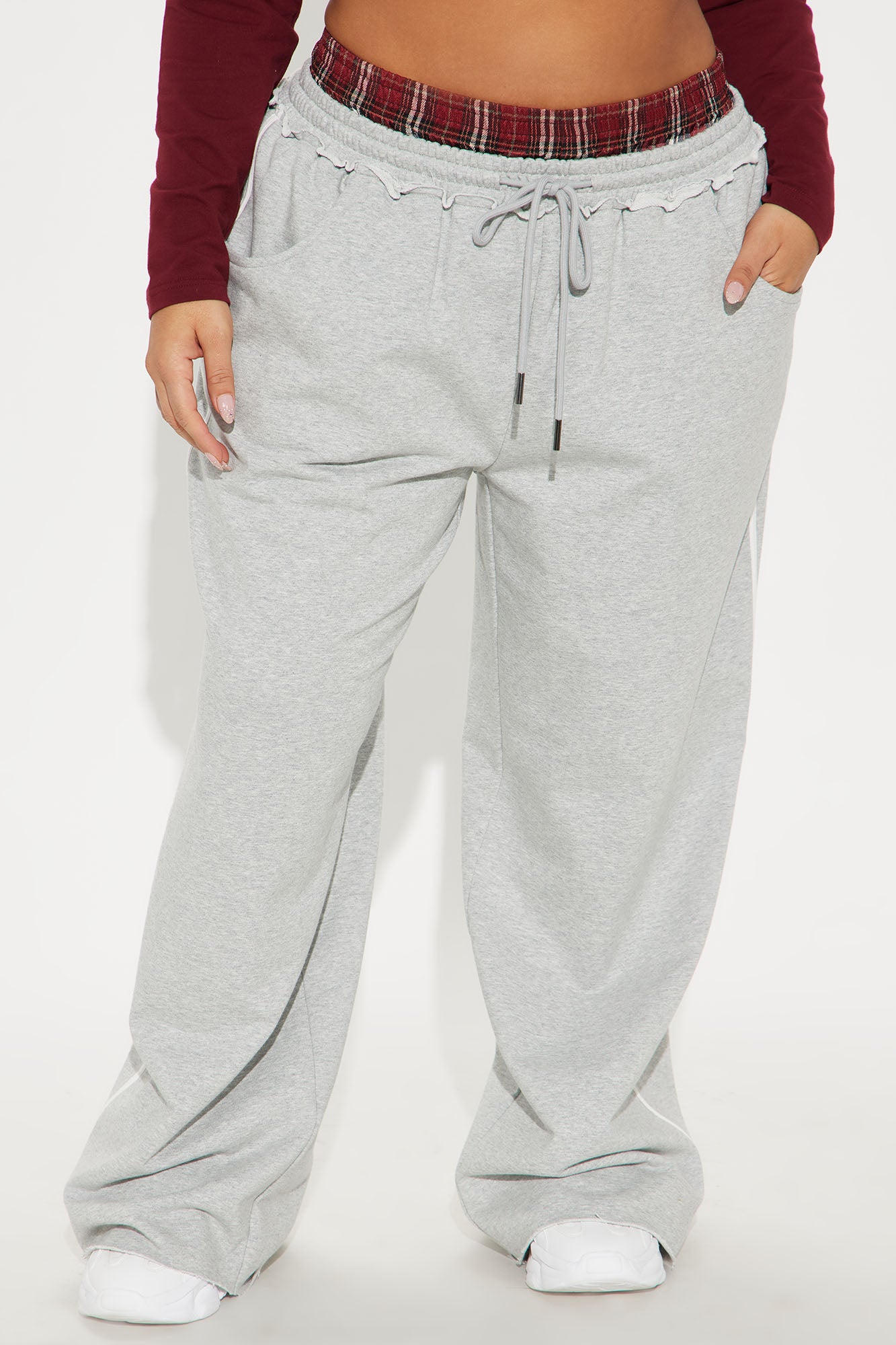 Comfy Moments Double Waistband Track Pant - Grey/combo - Image 5
