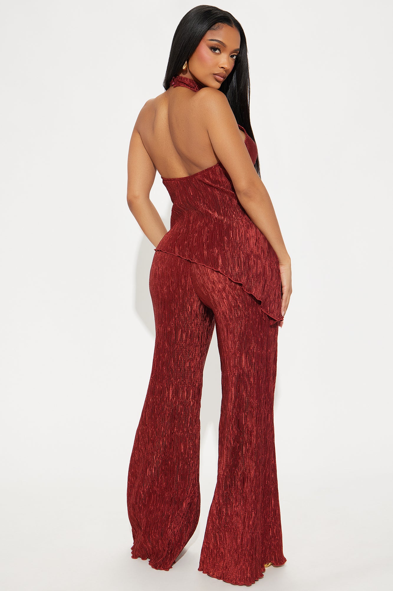 Talia Plisse Pant Set - Rust - Image 3