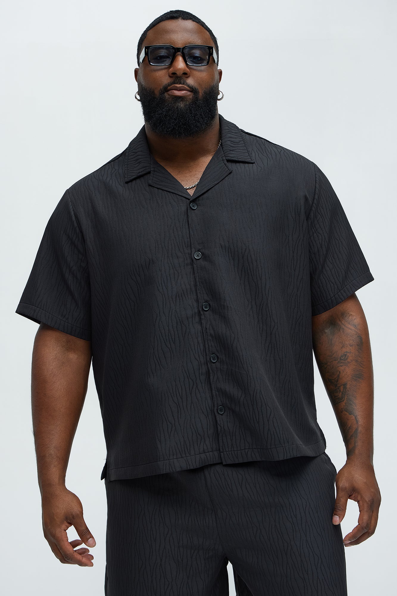 Tonal Tracks Jacquard Shirt - Black - Image 5