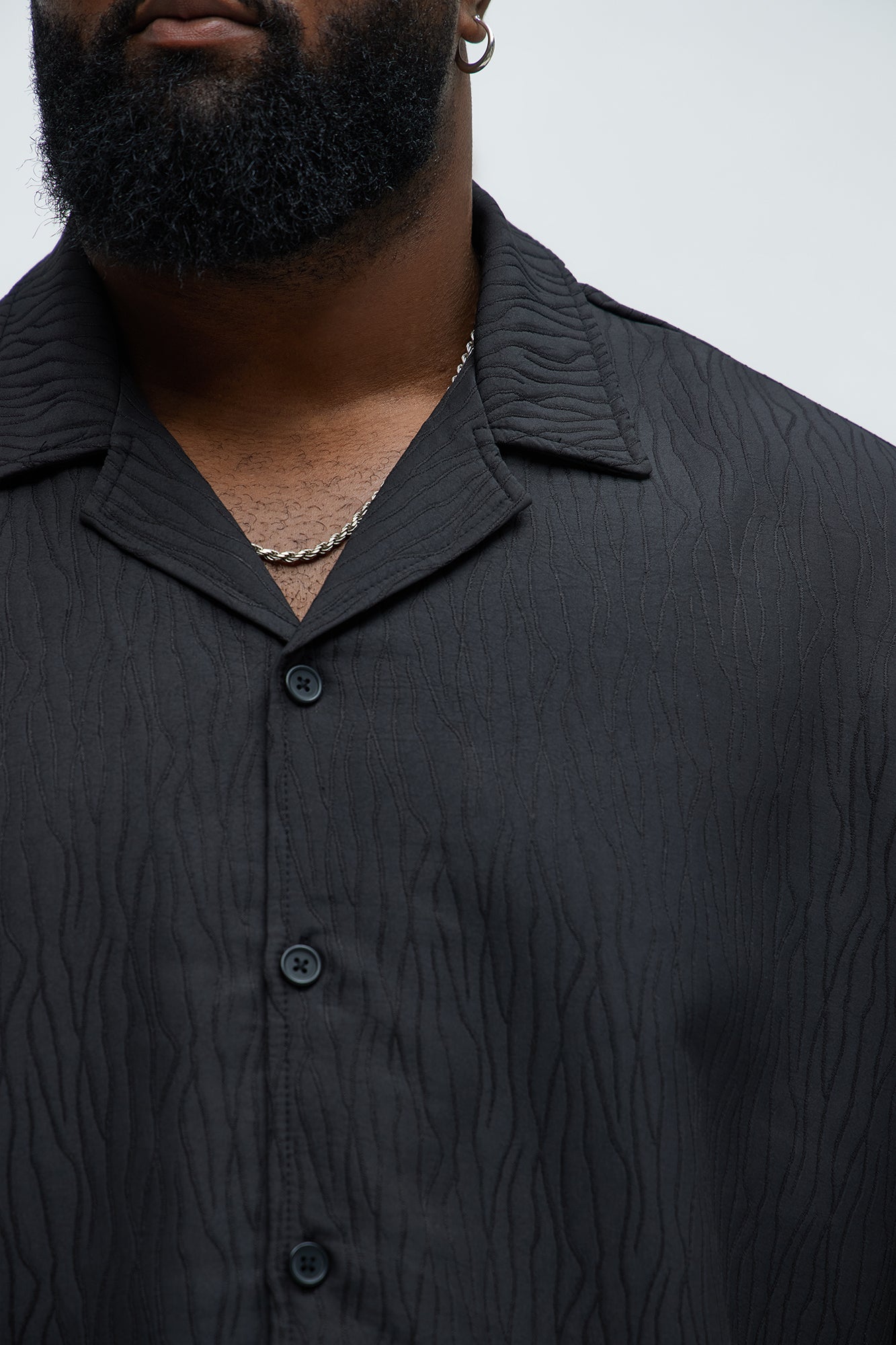 Tonal Tracks Jacquard Shirt - Black - Image 7
