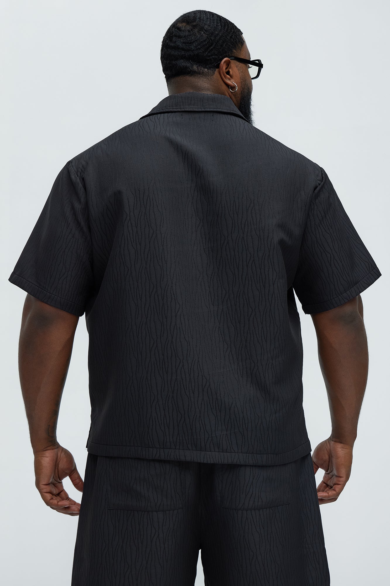 Tonal Tracks Jacquard Shirt - Black - Image 8