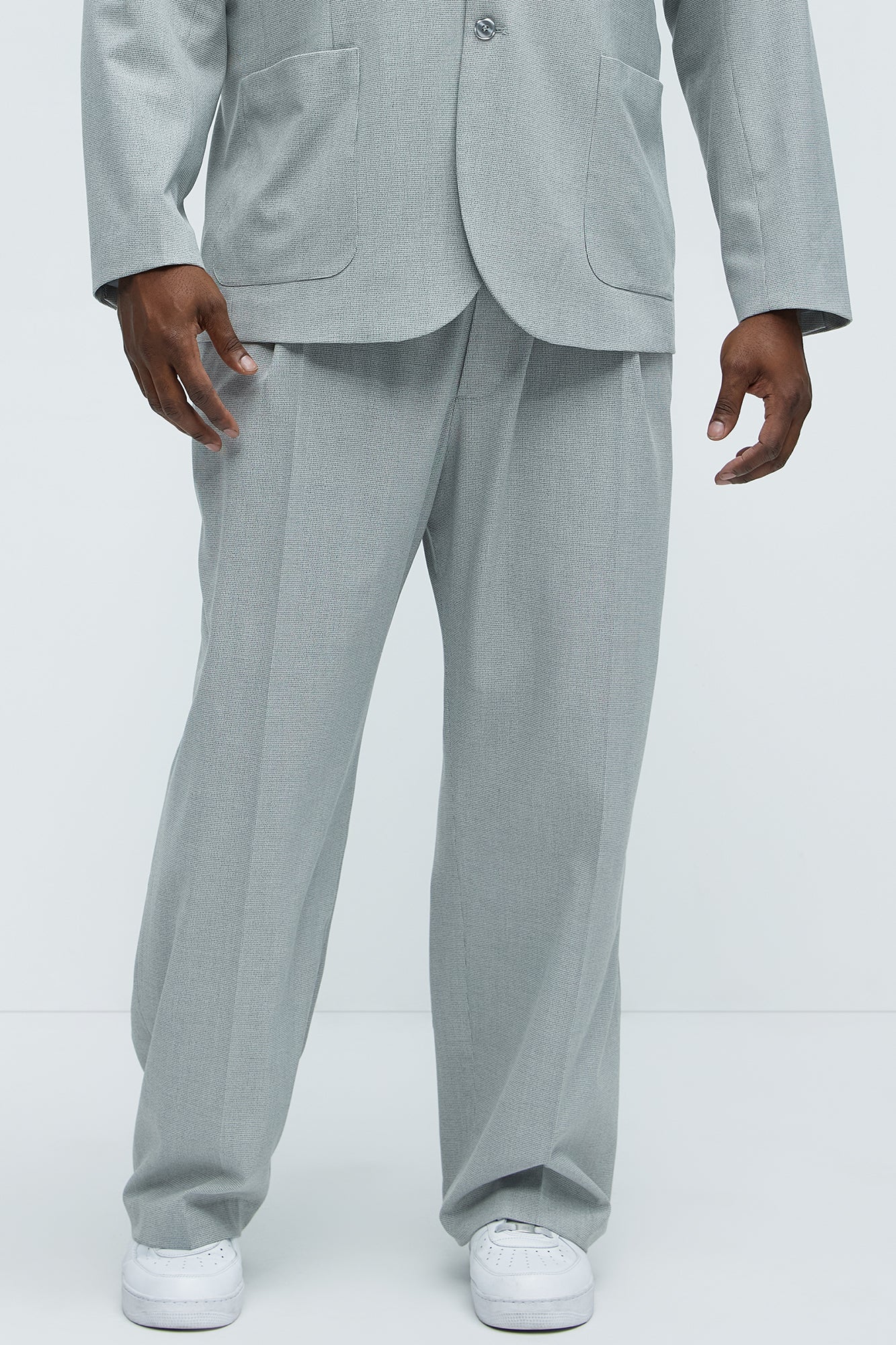 Wallace Houndstooth Texture Relaxed Tapered Trousers - Grey - Image 6