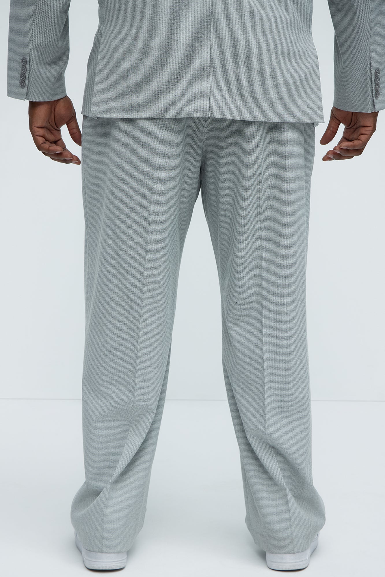 Wallace Houndstooth Texture Relaxed Tapered Trousers - Grey - Image 8