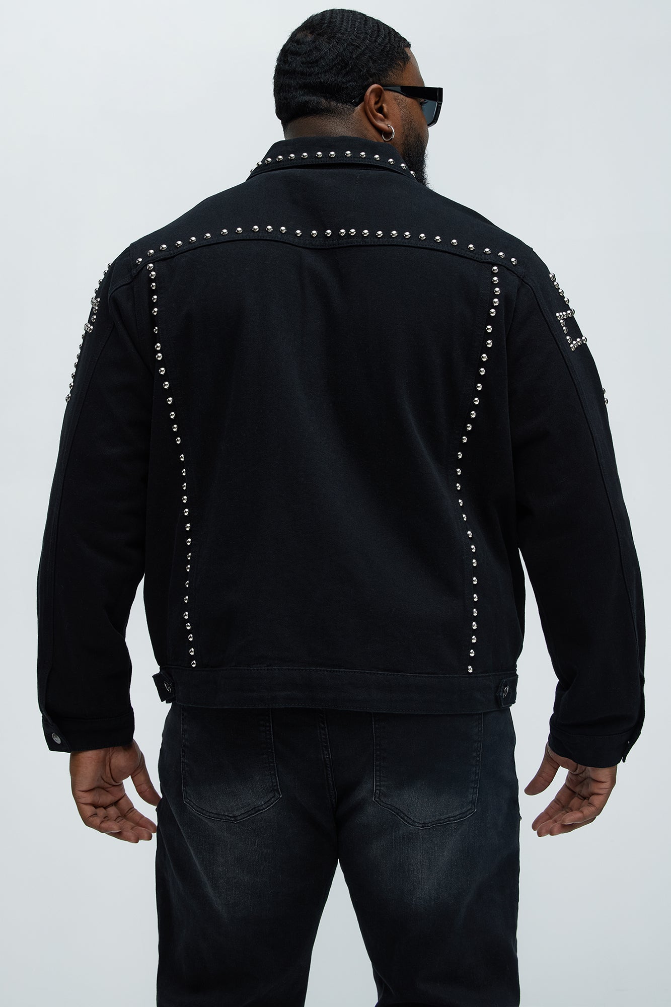 Rider Studded Trucker Jacket - Black - Image 9