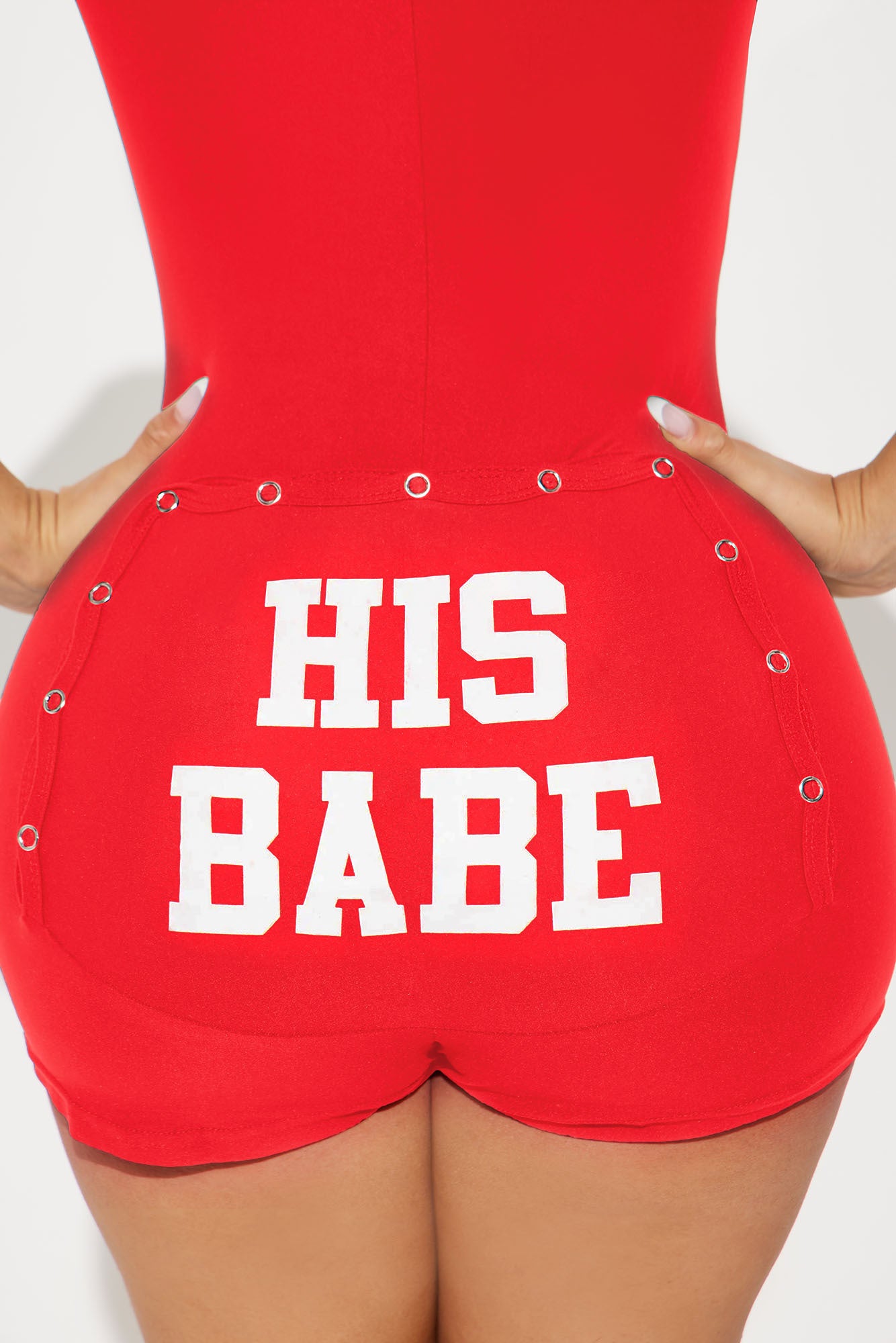 His Babe PJ Romper Onesie - Red - Image 3