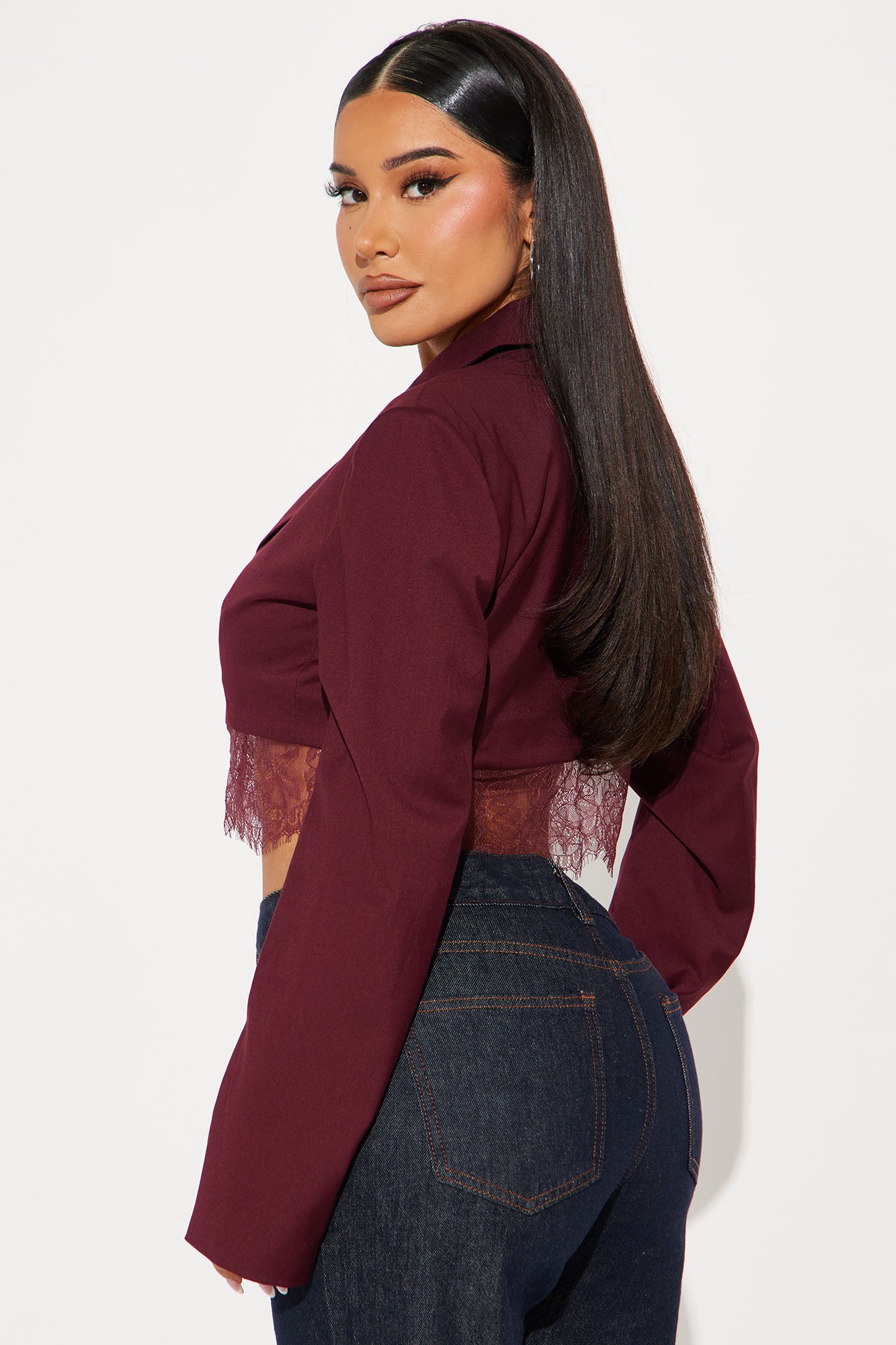 Show Me Lace Blazer - DarkRed - Image 3