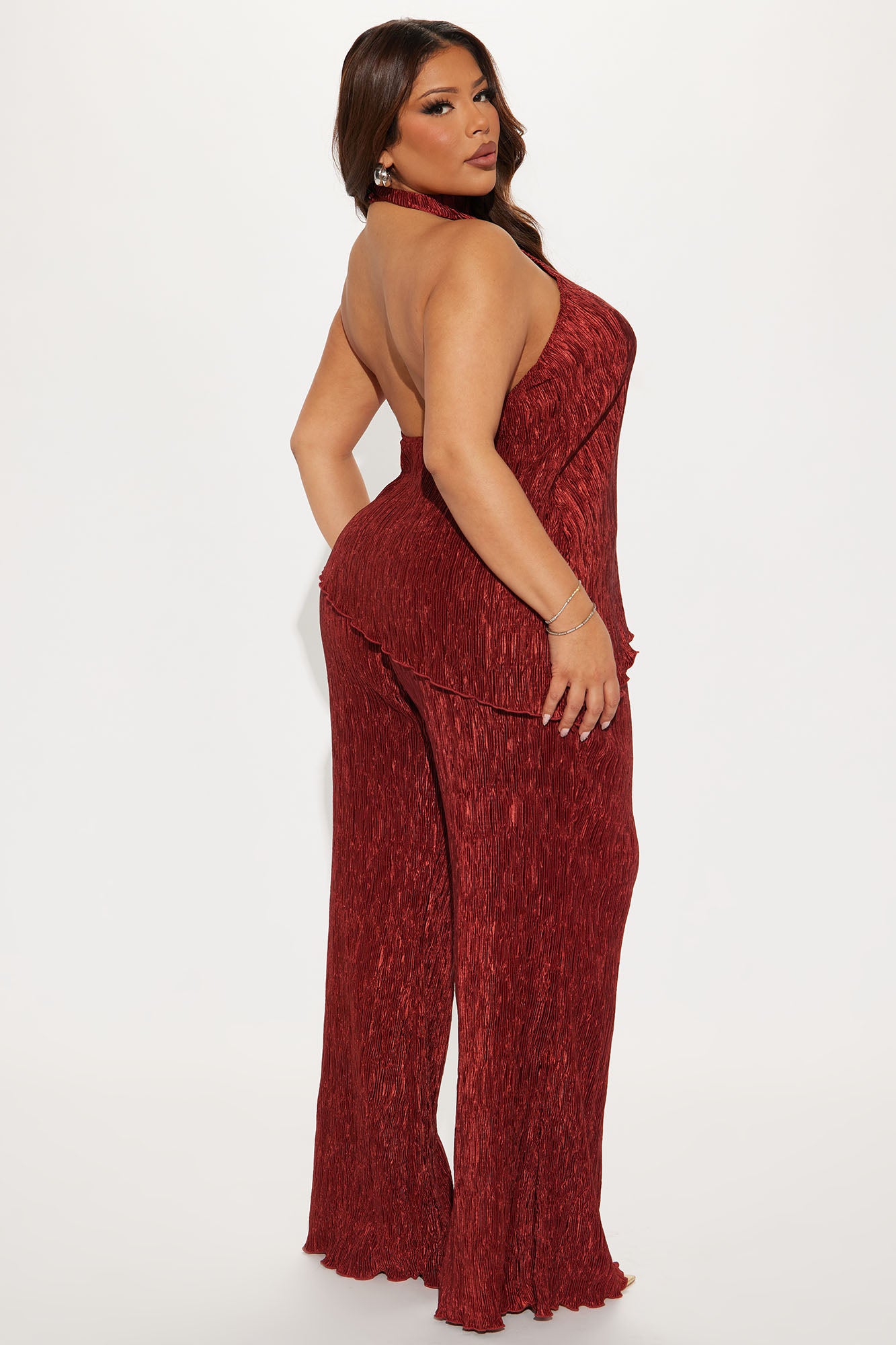 Talia Plisse Pant Set - Rust - Image 6