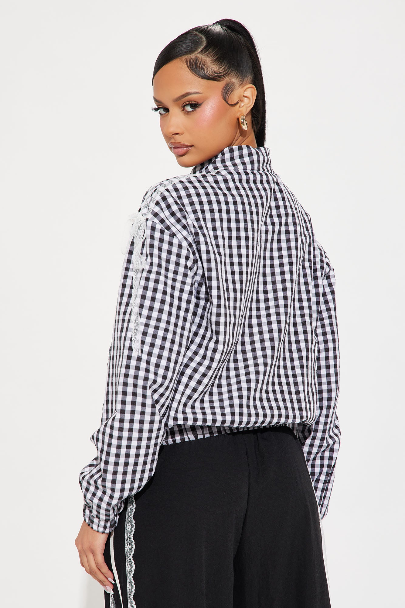 Lacey Drift Windbreaker Jacket - Black/White - Image 5