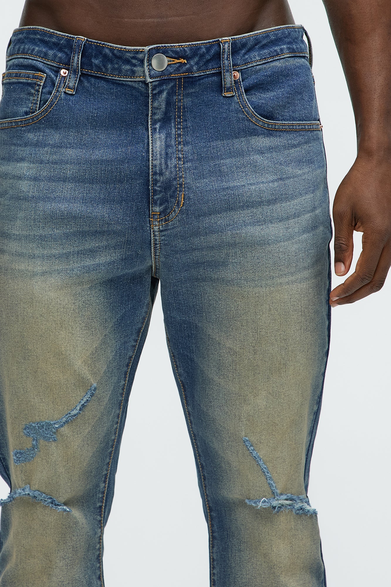 Arch Stacked Skinny Flare Jeans - Dark Wash - Image 4
