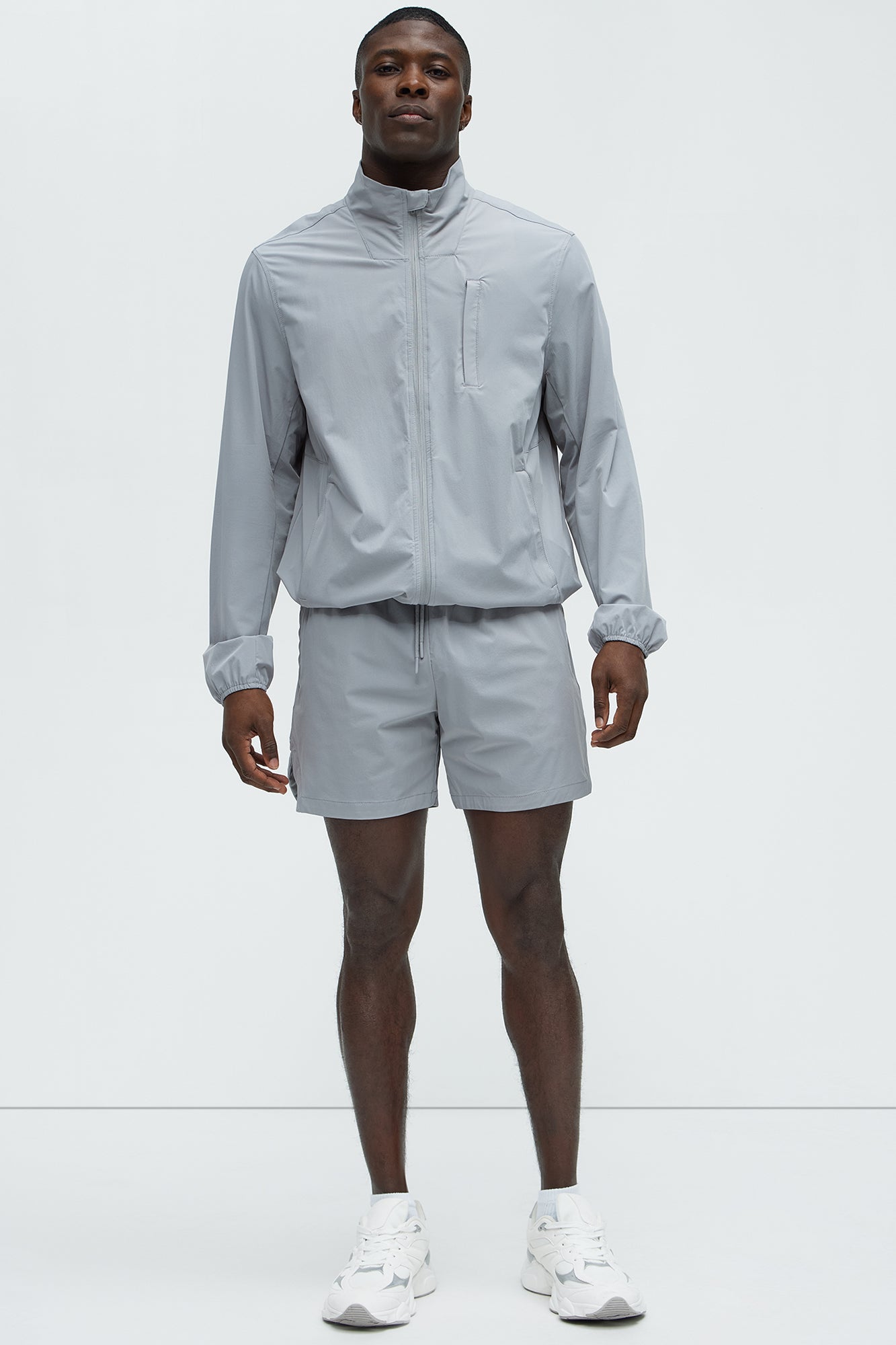 Lightweight Stretch Running Windbreaker Jacket - Grey - Image 3