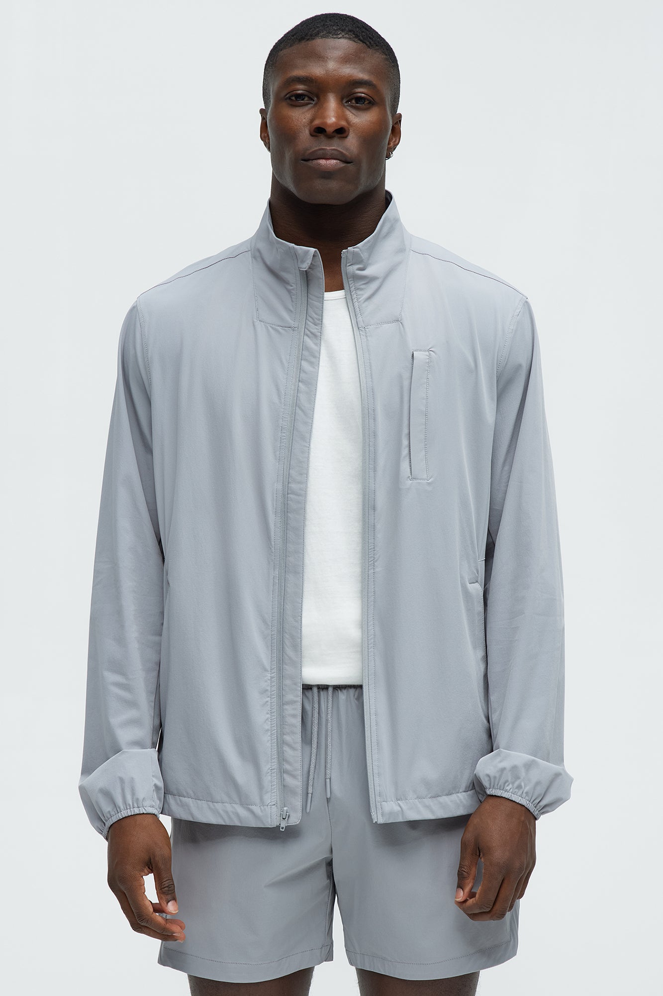 Lightweight Stretch Running Windbreaker Jacket - Grey - Image 5