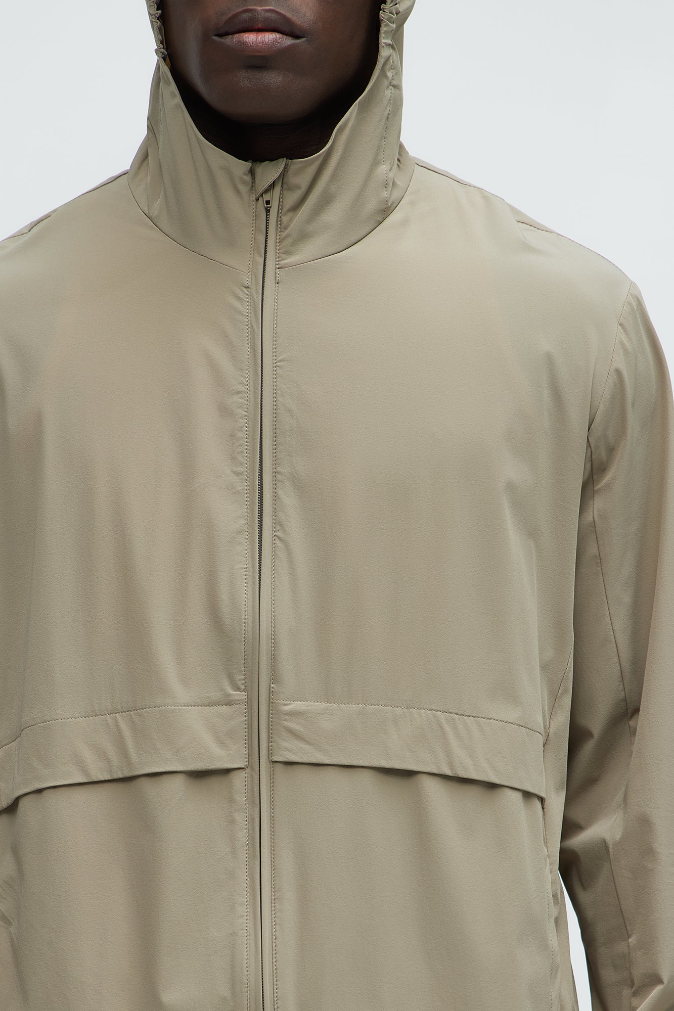 Lightweight Stretch Hooded Running Windbreaker Jacket - Taupe - Image 4