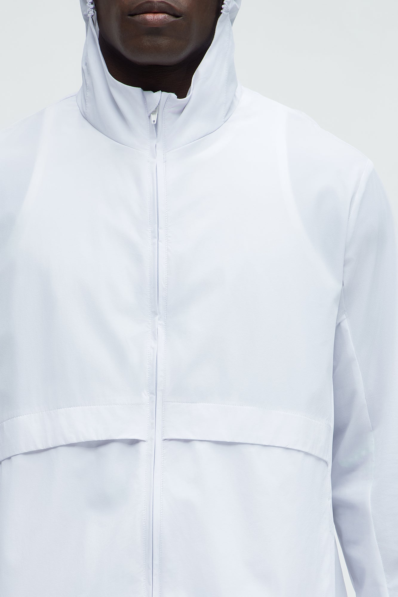 Lightweight Stretch Hooded Running Windbreaker Jacket - White - Image 4