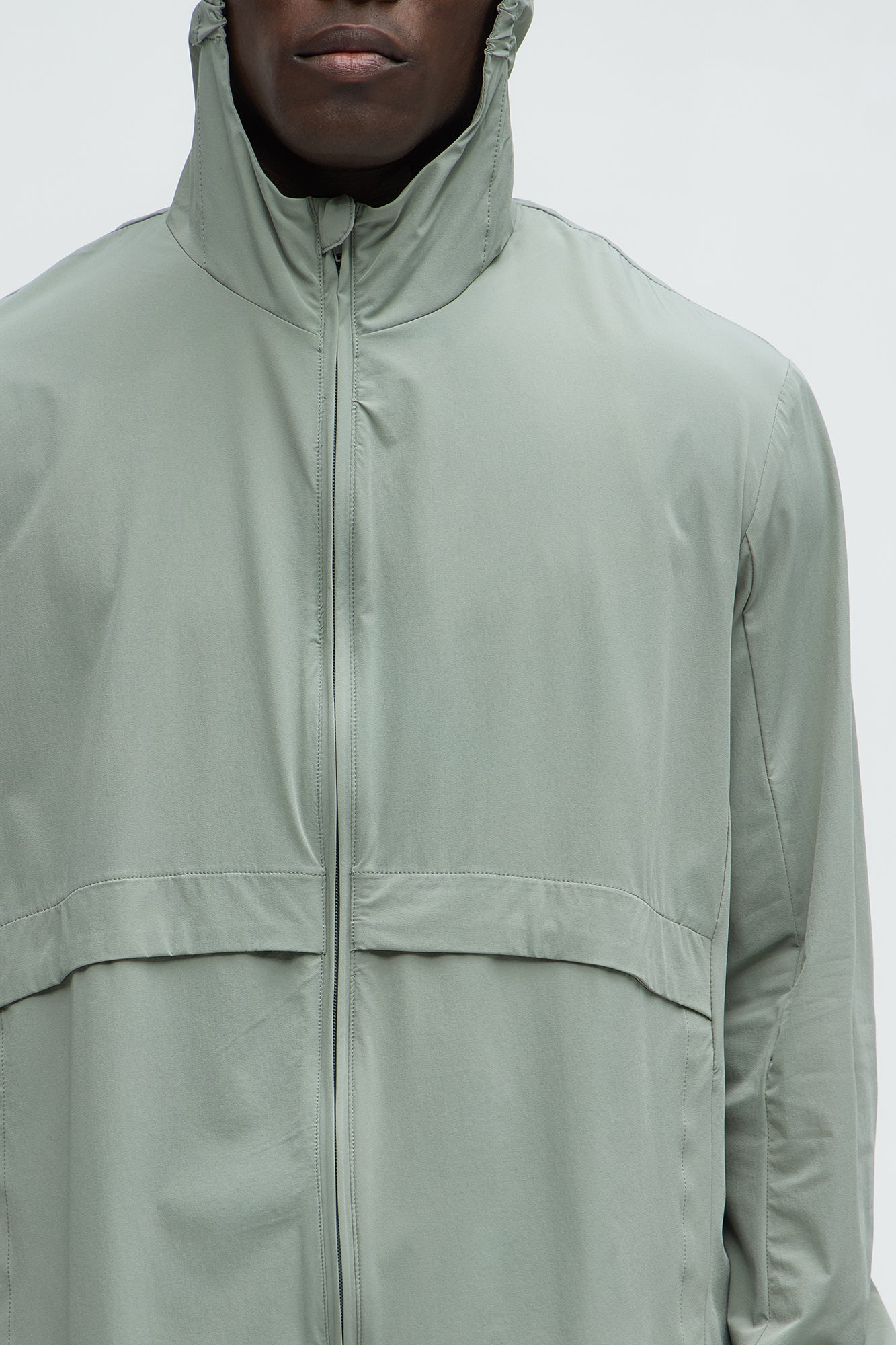 Lightweight Stretch Hooded Running Windbreaker Jacket - Sage - Image 4