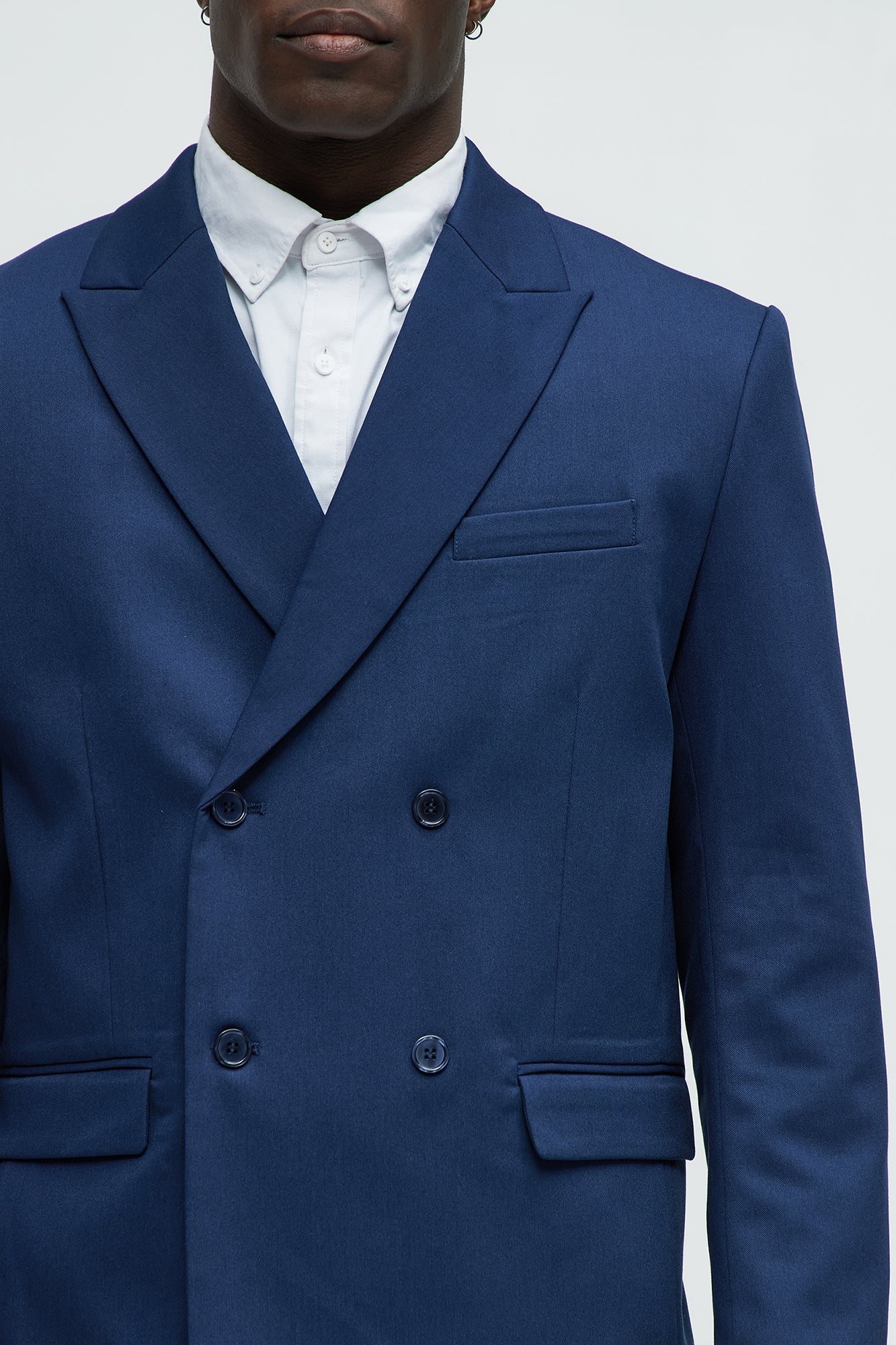 Gabardine Double Breasted Blazer - Navy - Image 3