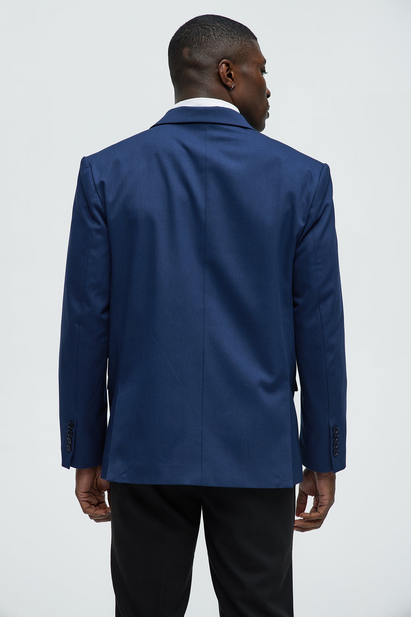 Gabardine Double Breasted Blazer - Navy - Image 4